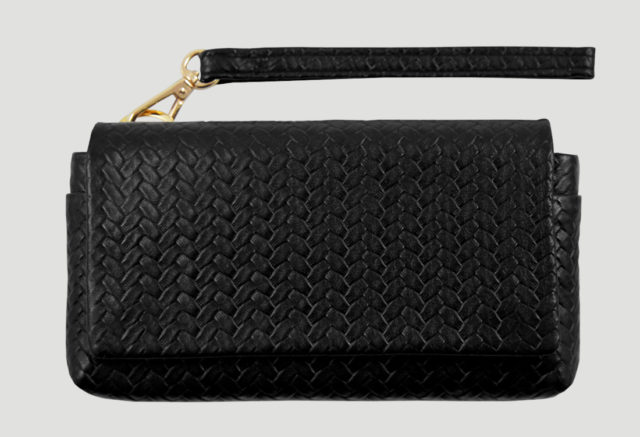 geflochte Leder clutch schwarz smartpurse claire Lapaporter, smartphone leather purse