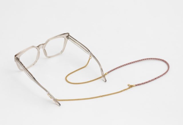 Brillenkette gold mit Lederband