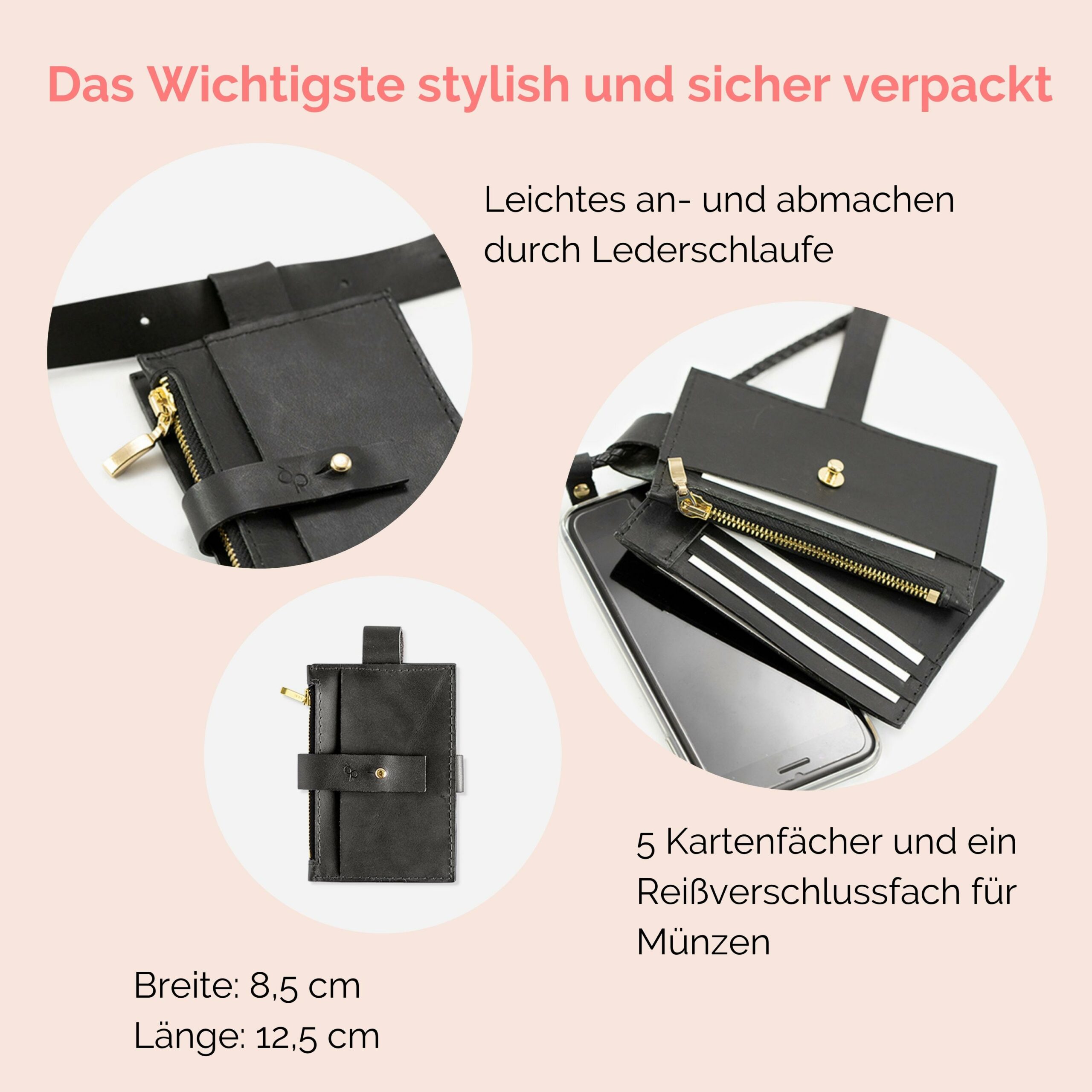 Anna Portemonnaie zum anhängen Lapàporter in schwarz