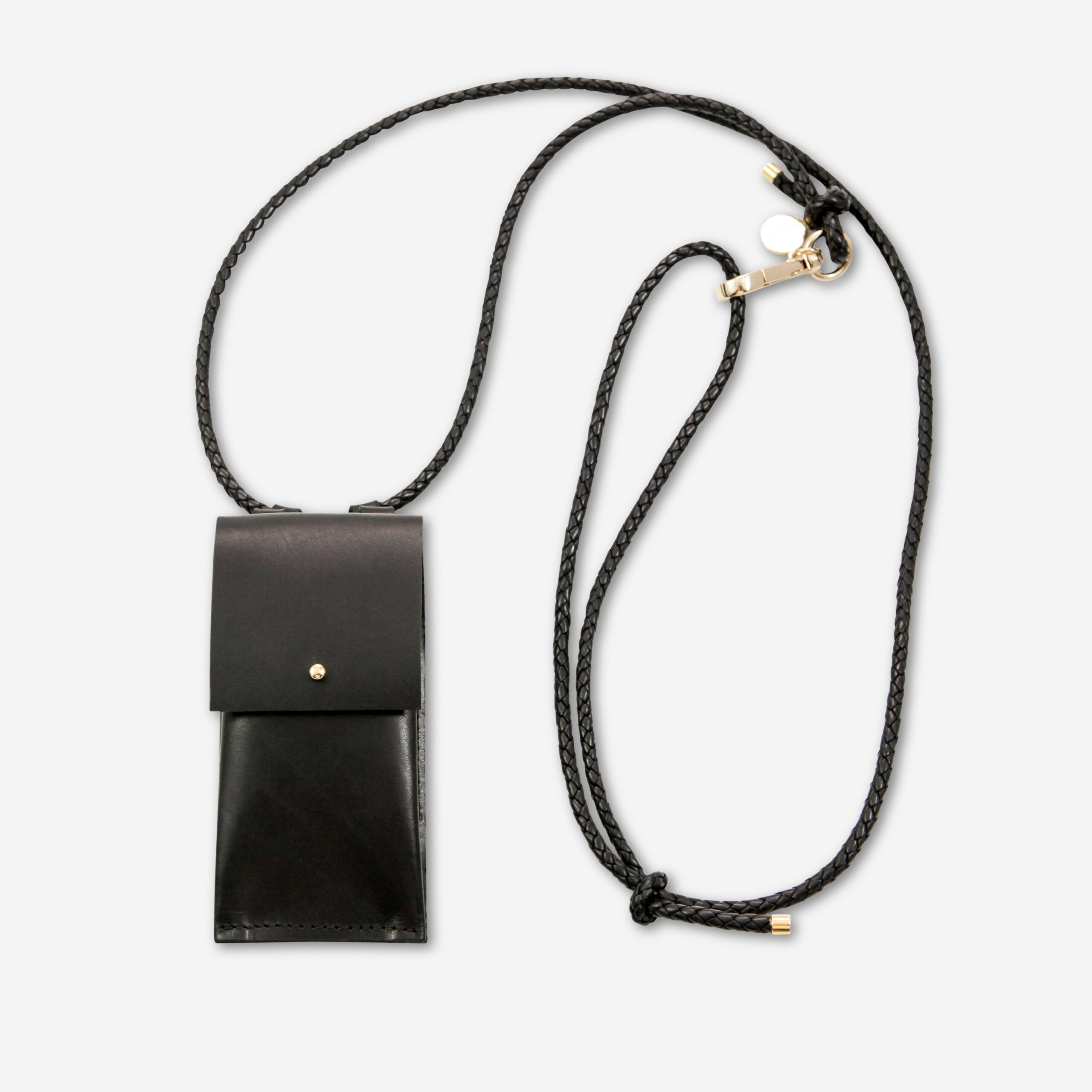 Handylette Leder mit geflochtener Lederkordel und Ledertasche Coco in schwarz