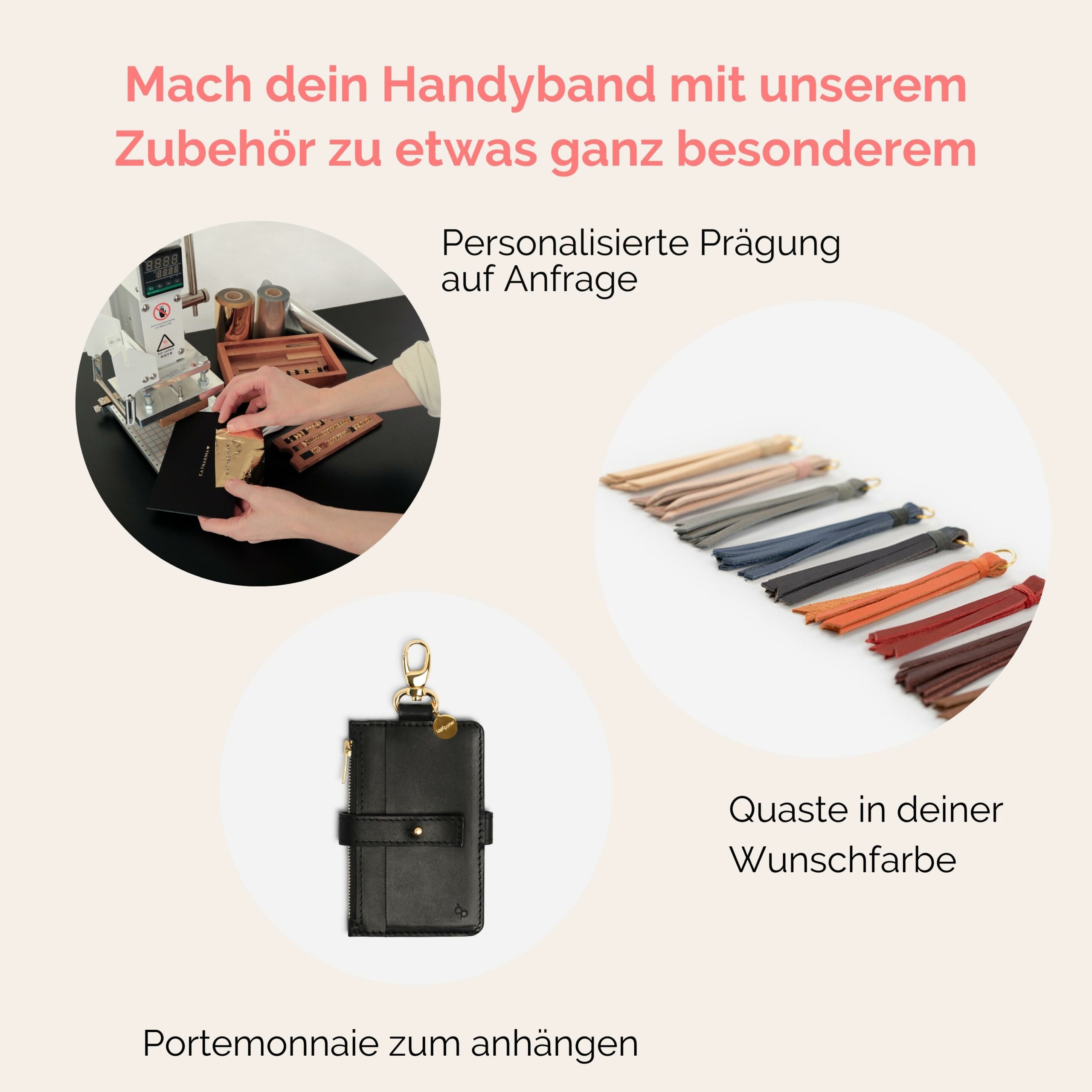 Handyhülle mit breitem Band aus Leder Amelia in schwarz