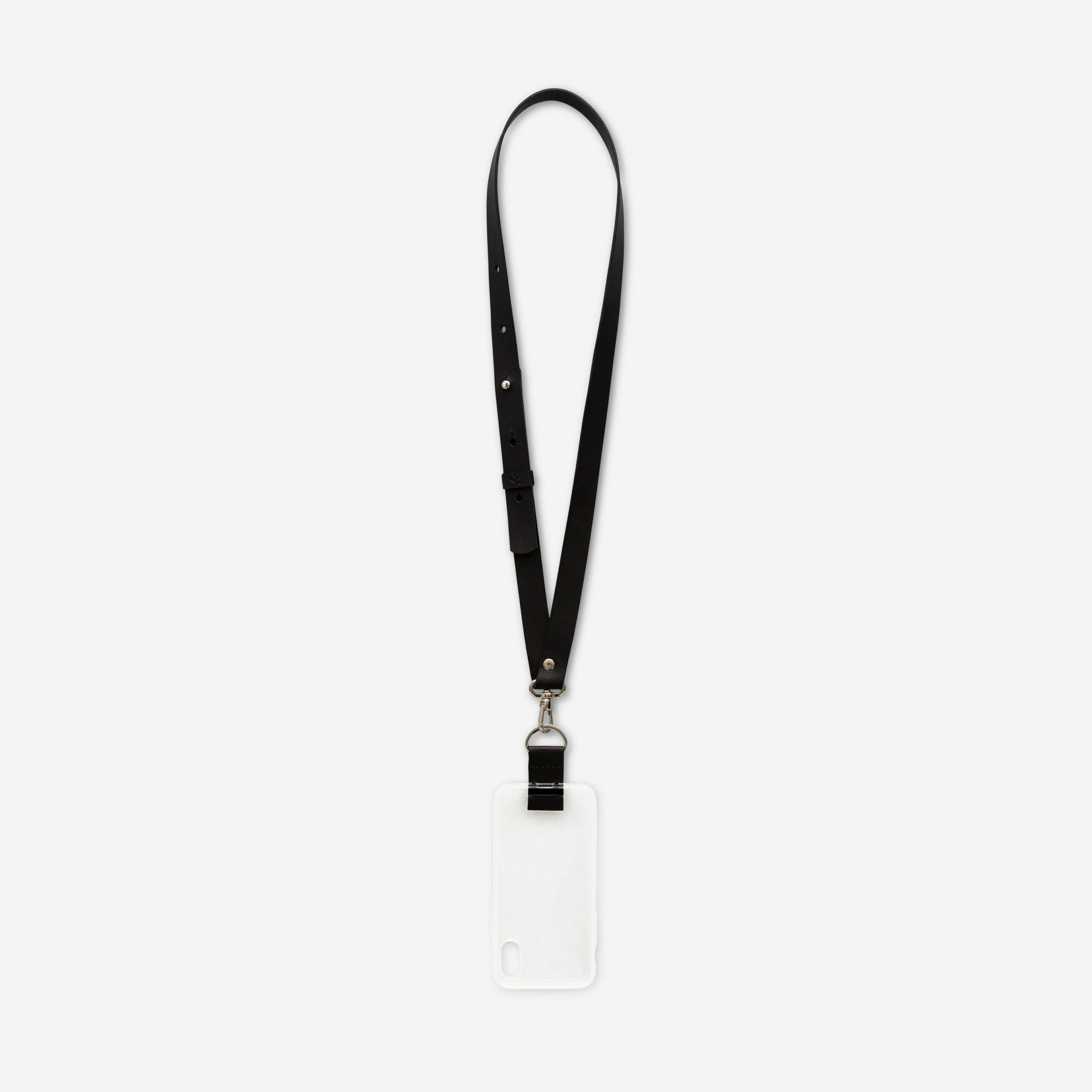 Handyhülle mit breitem Band aus Leder Amelia in schwarz