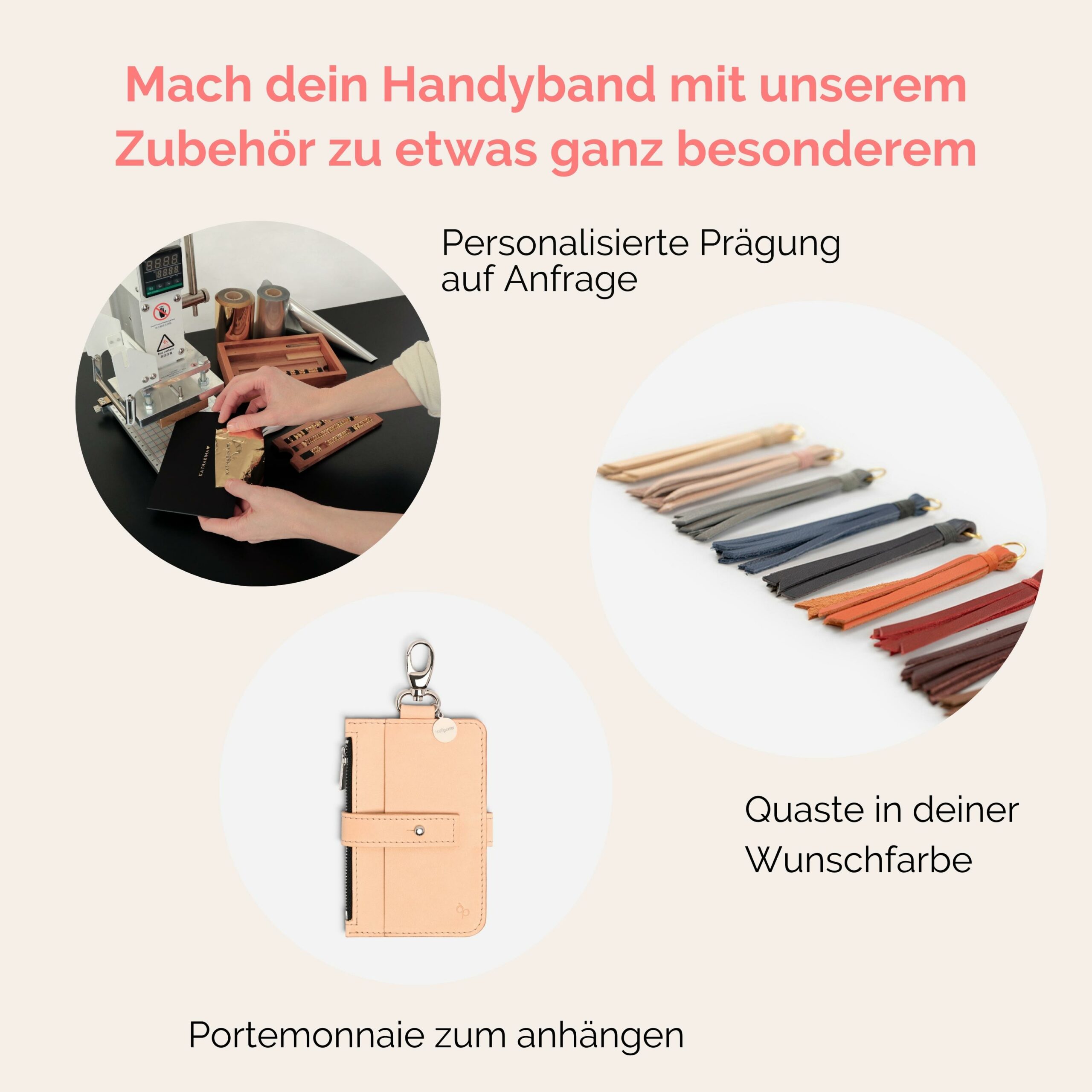Handyhülle mit breitem Band aus Leder Amelia in grün