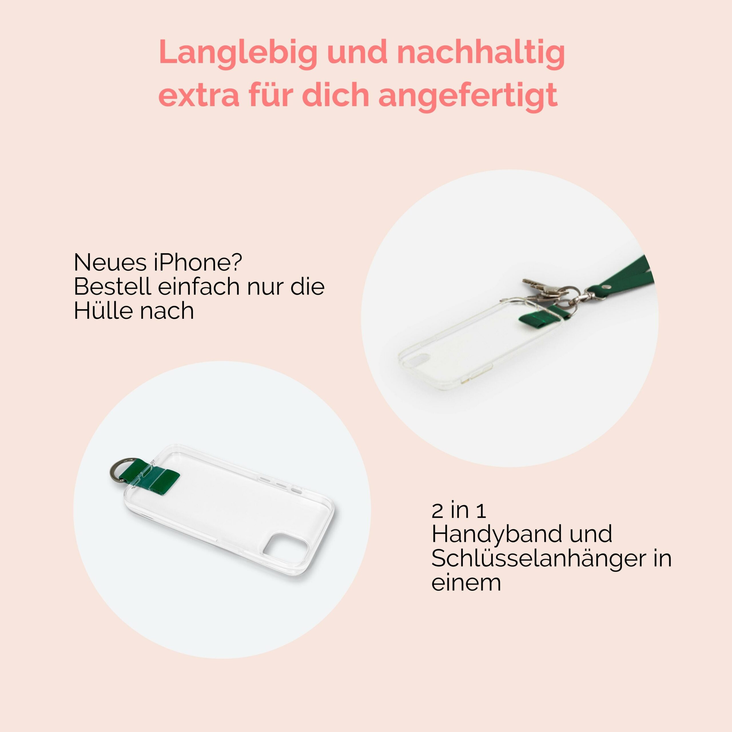 Handyhülle mit breitem Band aus Leder Amelia in grün