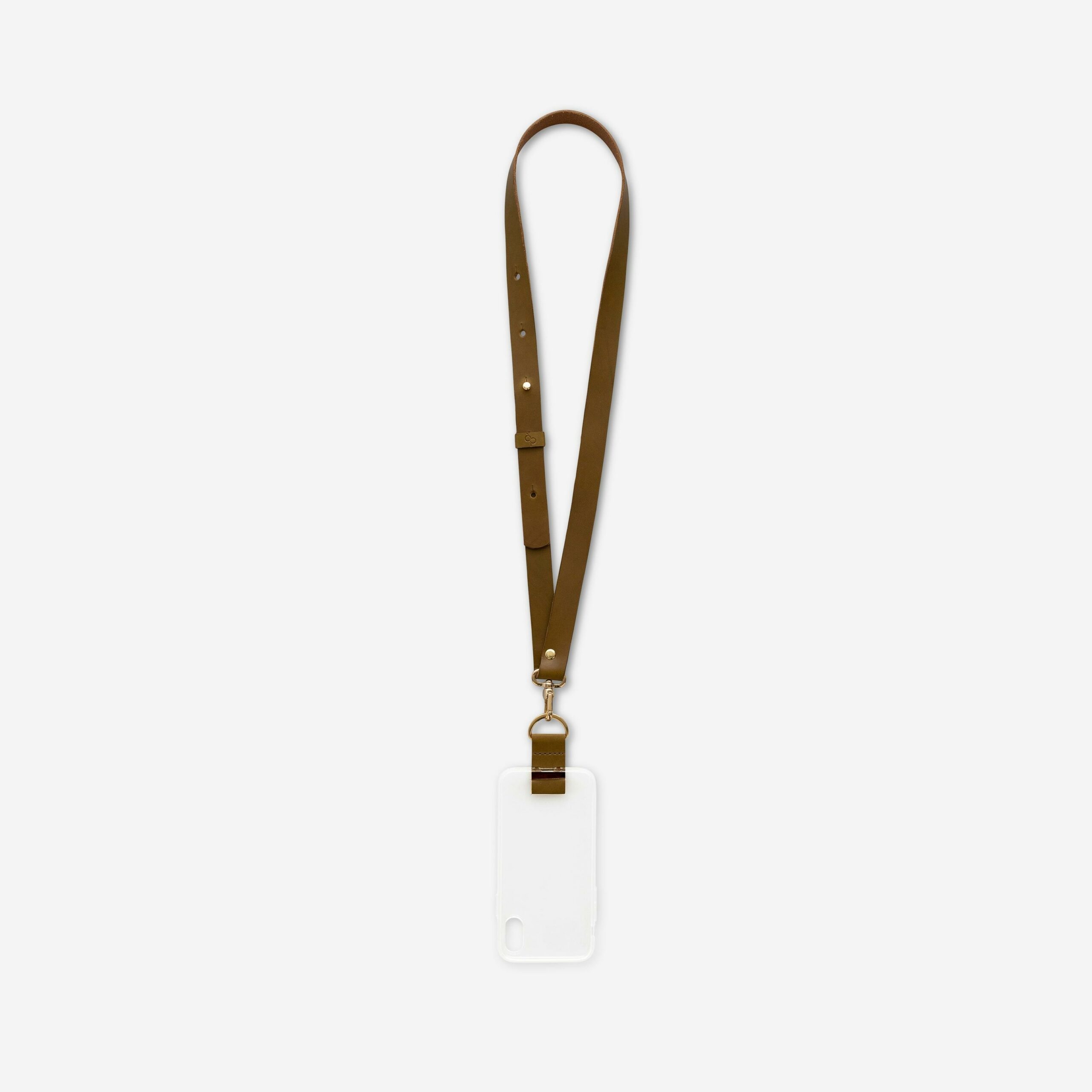 Handyhülle mit breitem Band aus Leder Amelia in oliv