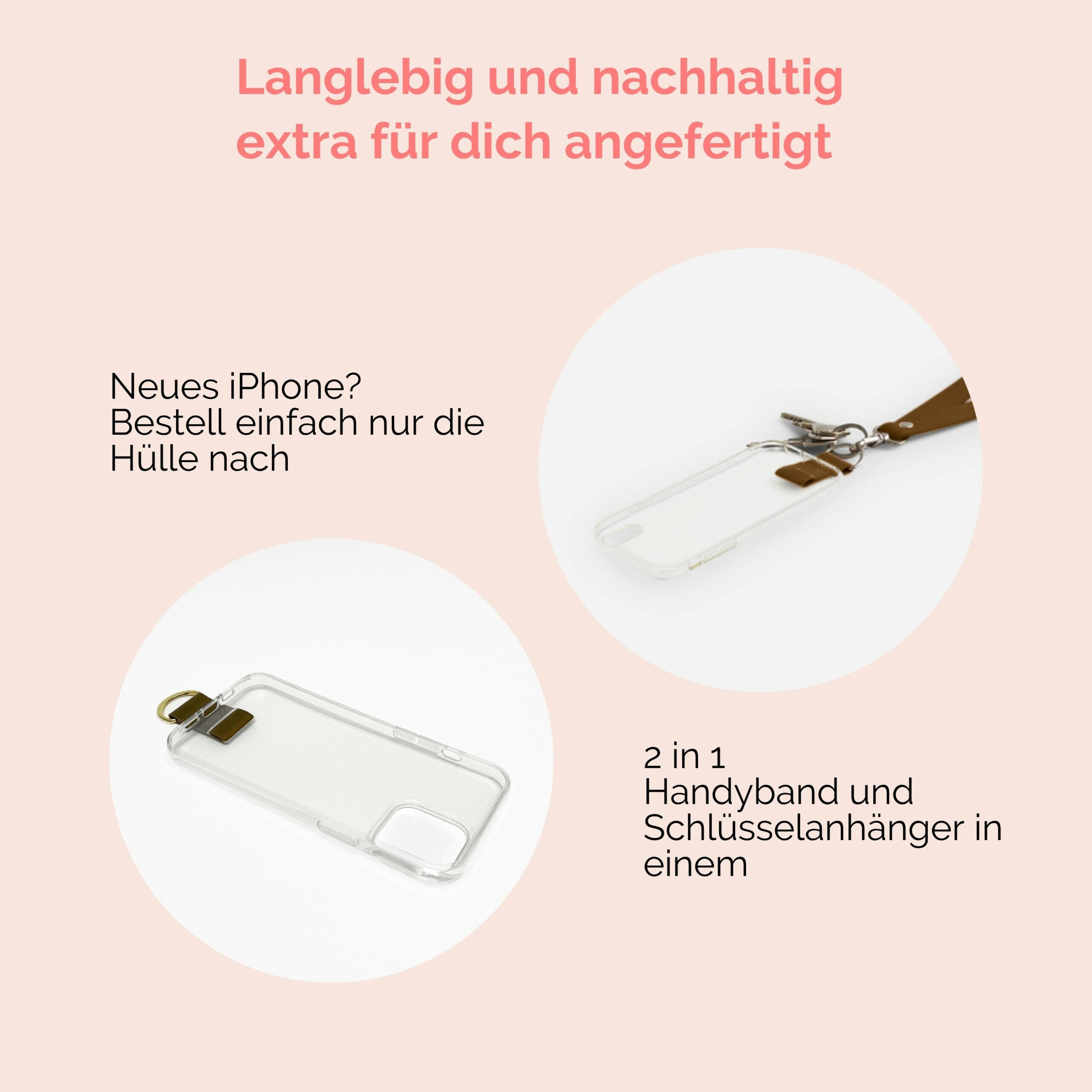 Handyhülle mit breitem Band aus Leder Amelia in oliv