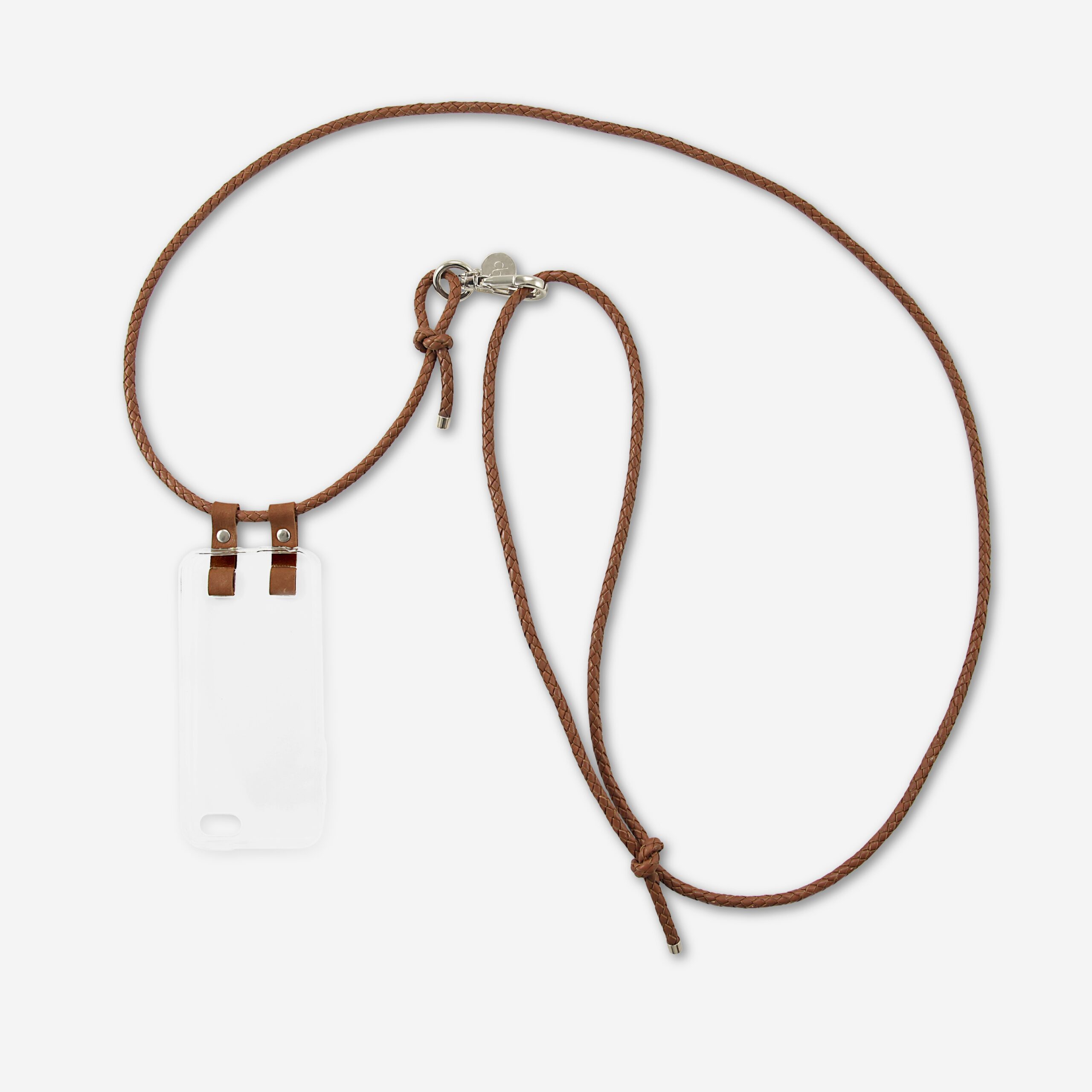 Handykette Leder mit geflochtener Lederkordel Romy in cognac