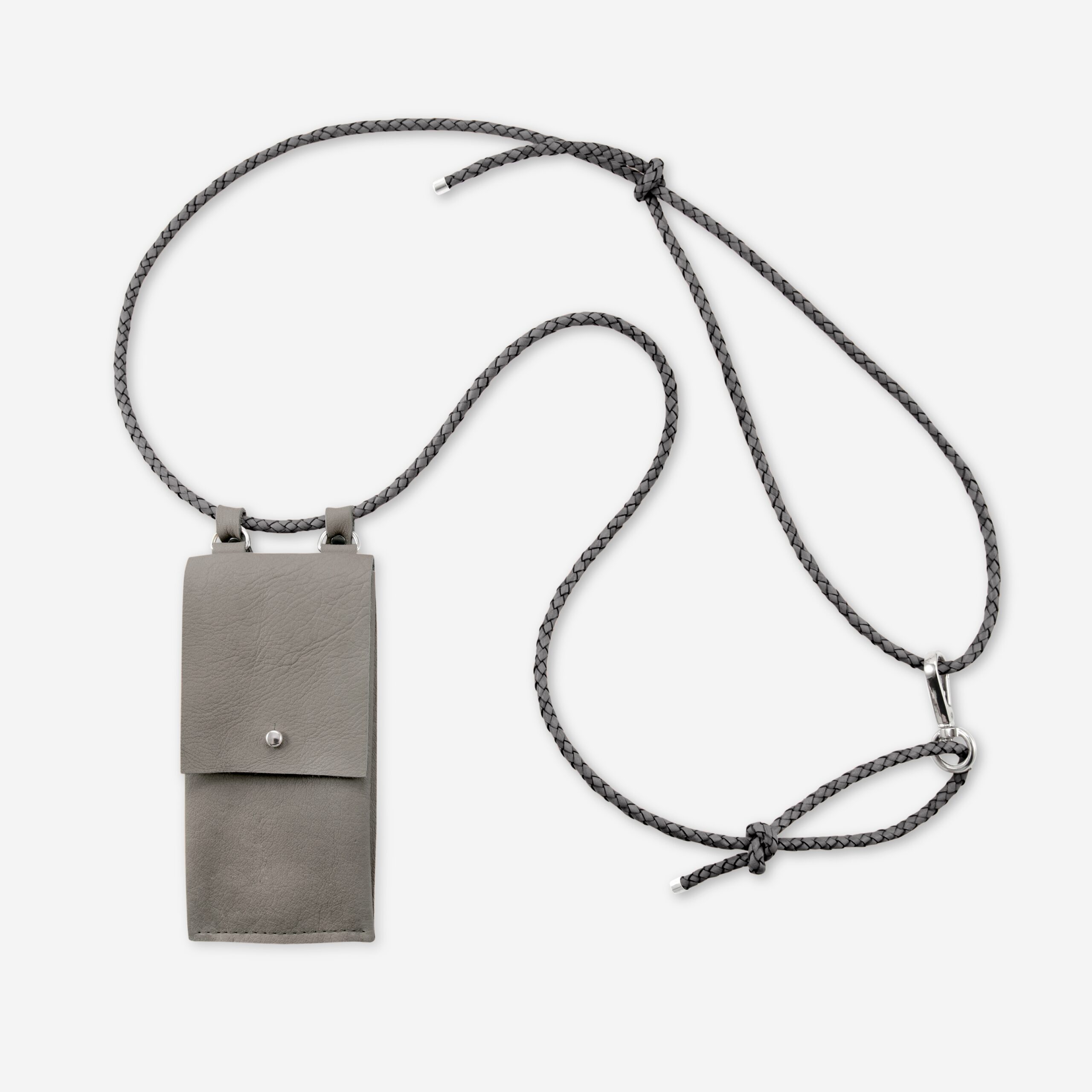 Handylette Leder mit geflochtener Lederkordel und Ledertasche Coco in grau