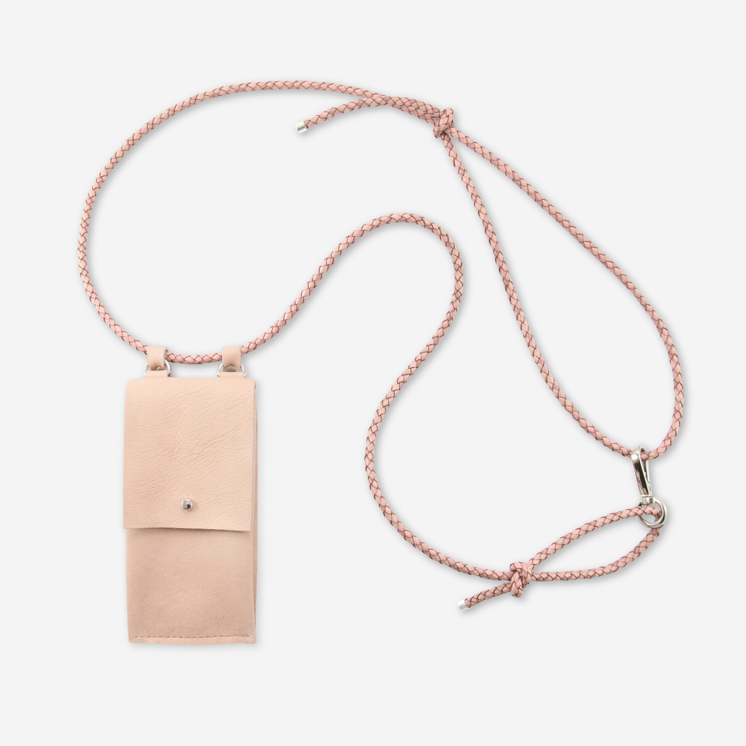 Handylette Leder mit geflochtener Lederkordel und Ledertasche Coco in rosé