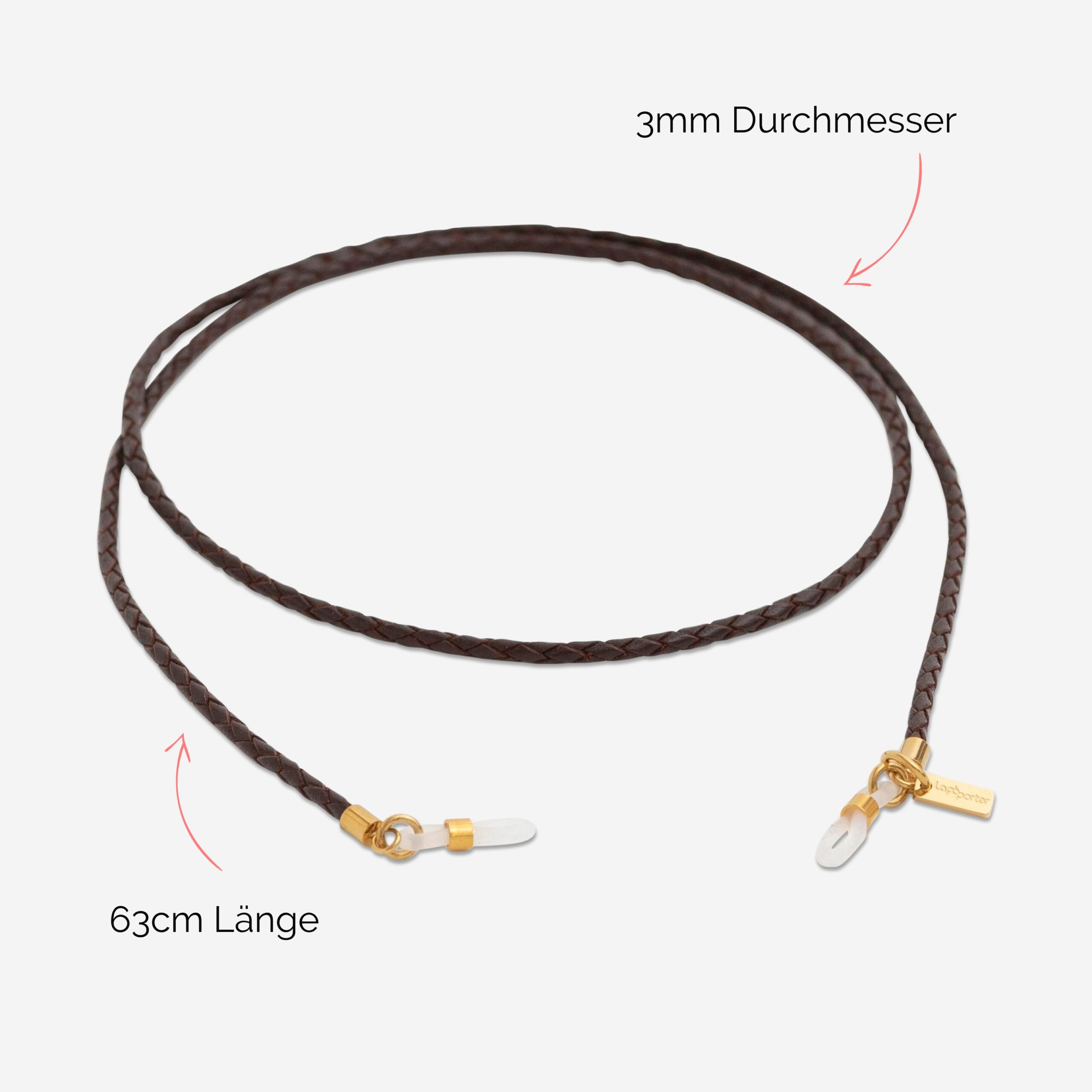 Scarlett Brillenband aus echtem Leder geflochten in braun Lapàporter