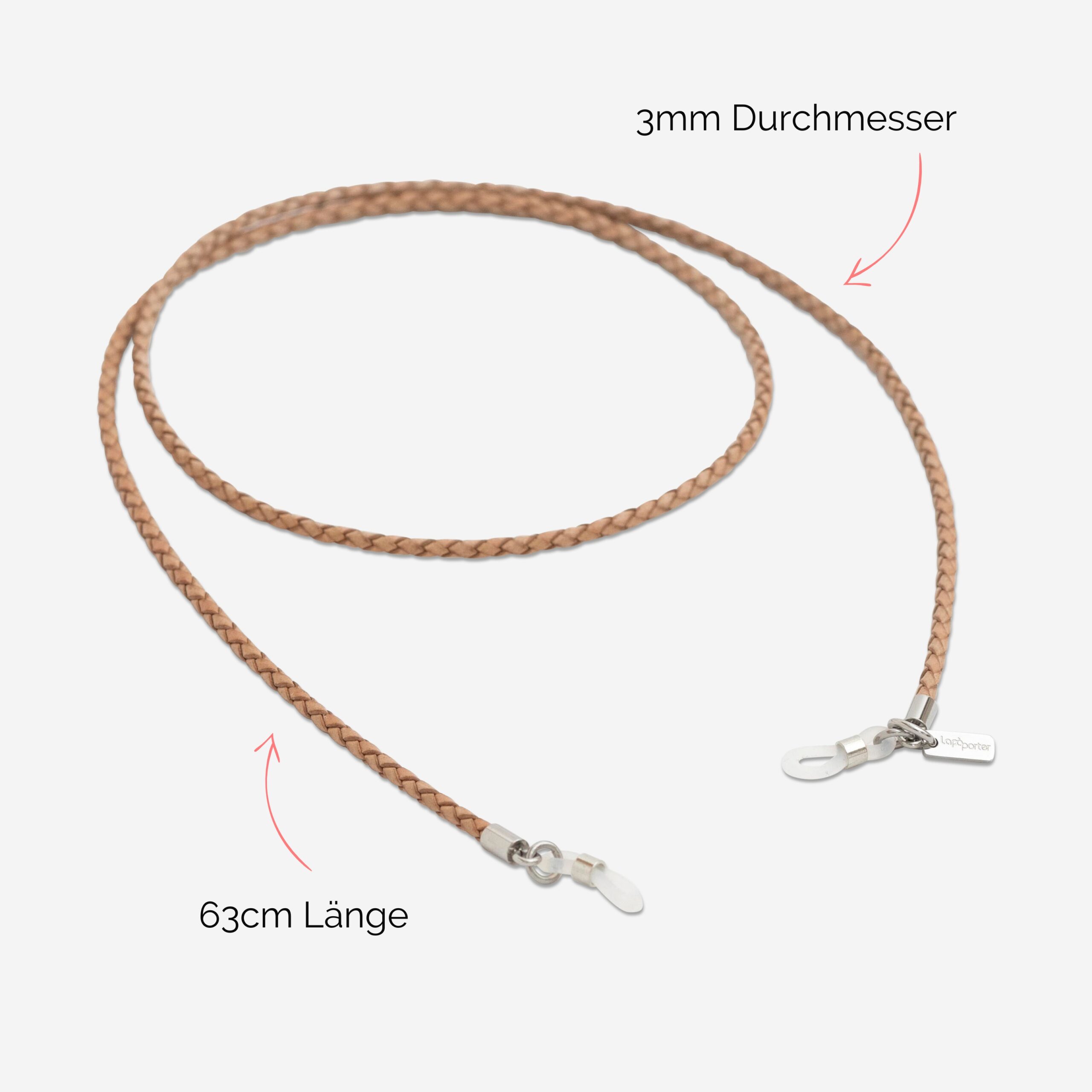 Scarlett Brillenband aus echtem Leder geflochten in natur Lapàporter