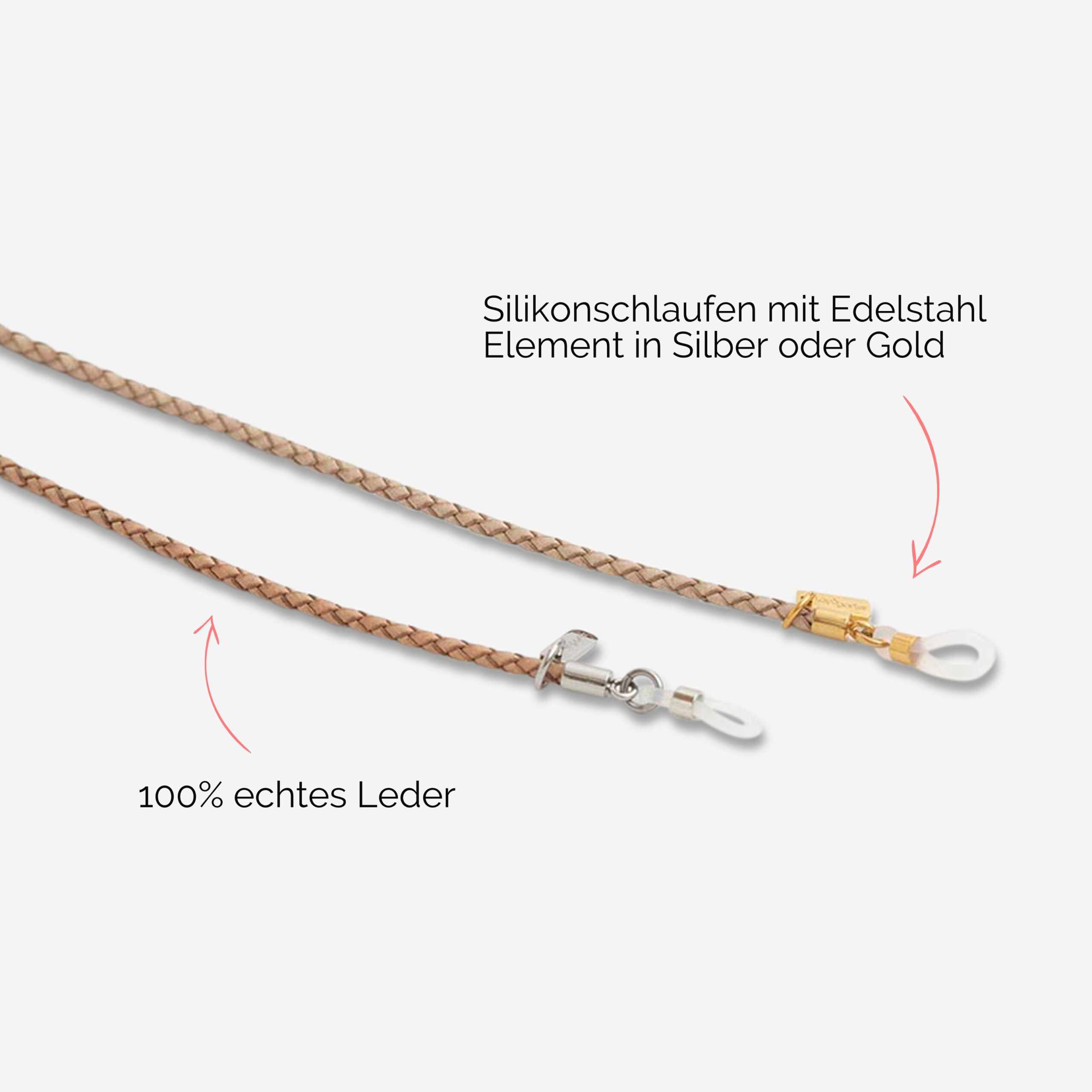 Scarlett Brillenband aus echtem Leder geflochten in natur Lapàporter