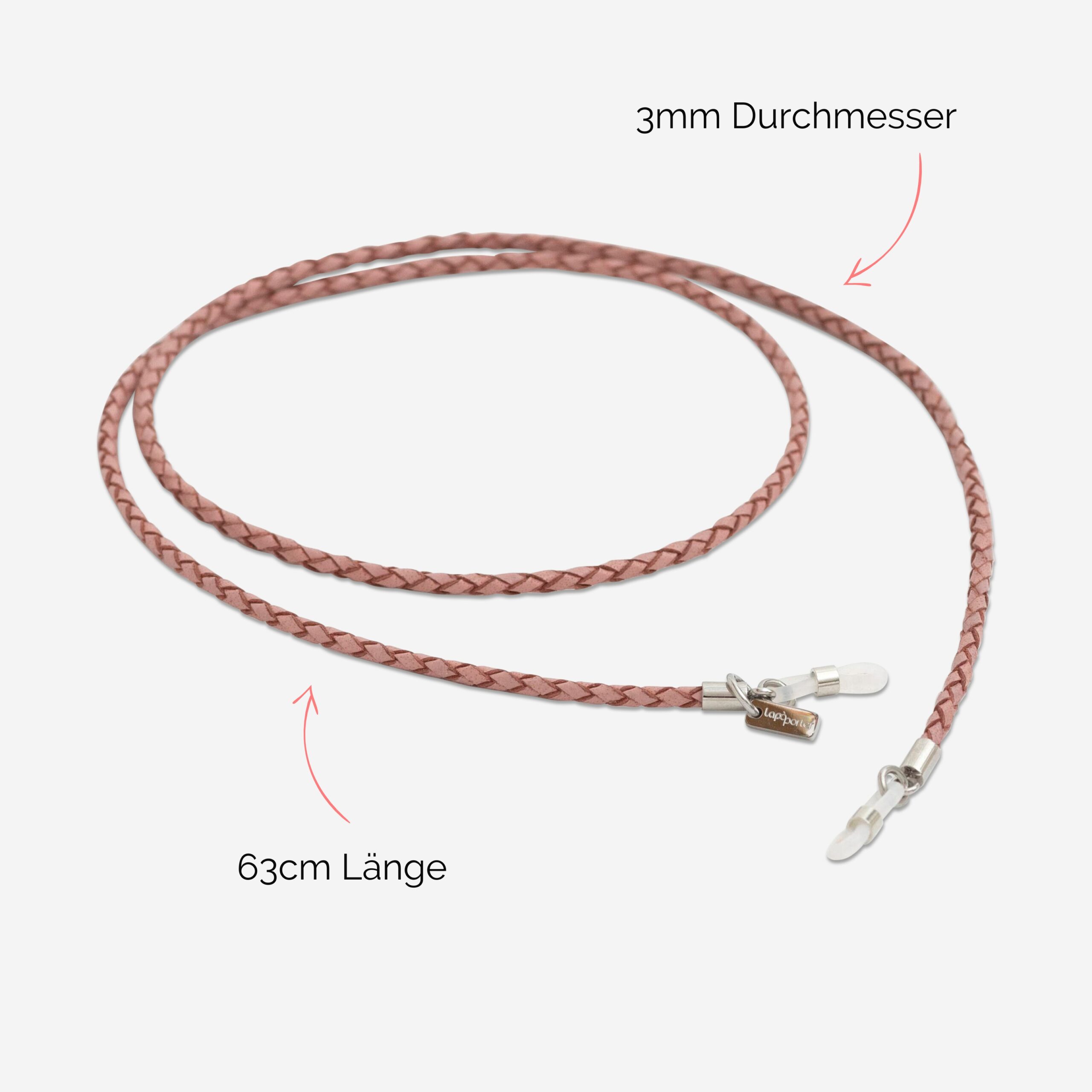 Scarlett Brillenband aus echtem Leder geflochten in rosé Lapàporter