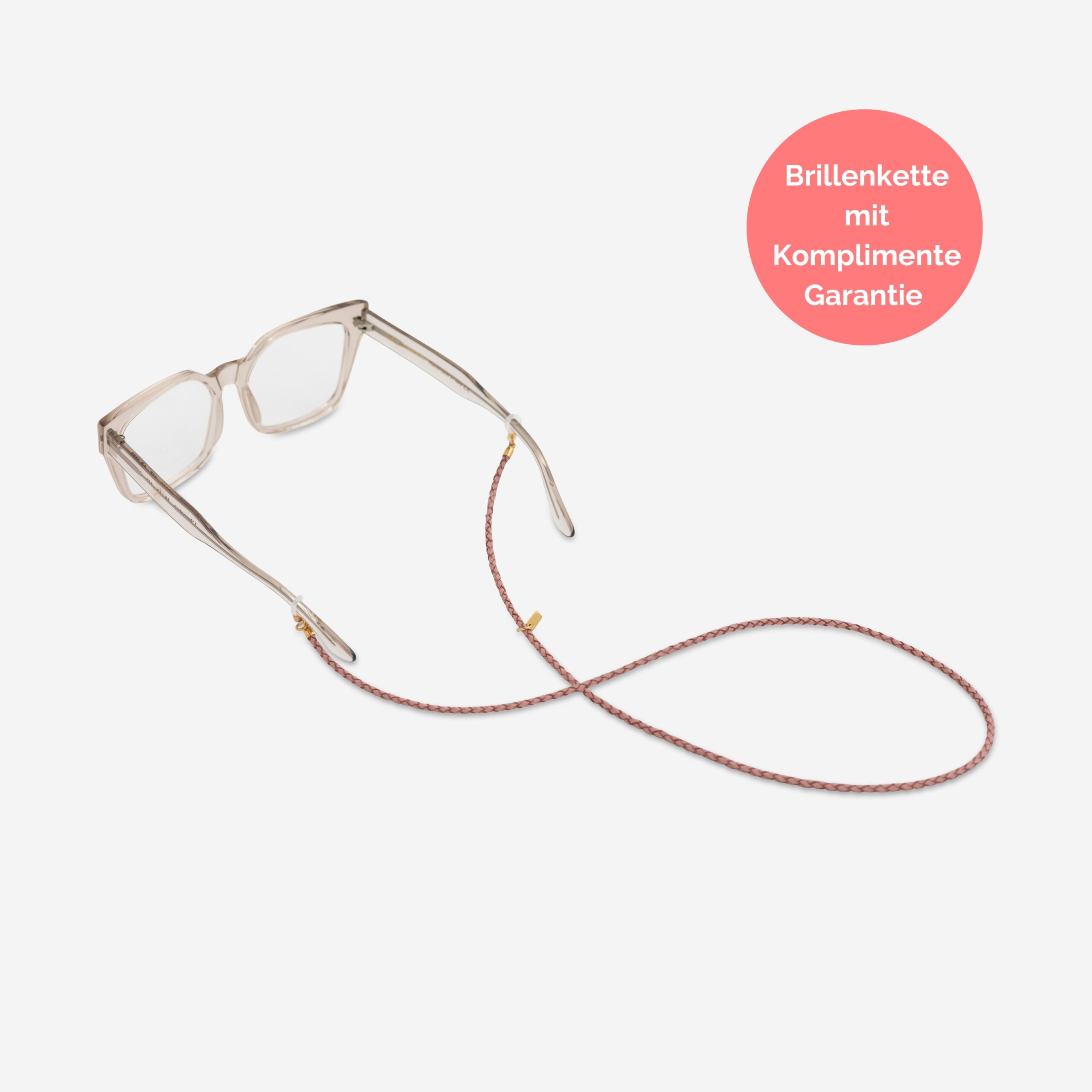 Scarlett Brillenband aus echtem Leder geflochten in rosé Lapàporter