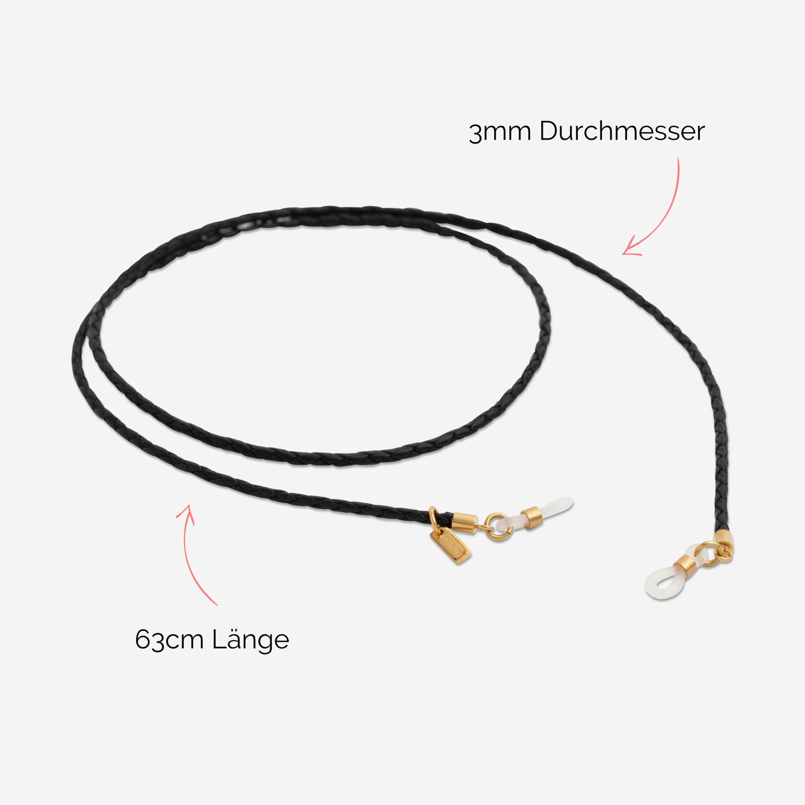 Scarlett Brillenband aus echtem Leder geflochten in schwarz Lapàporter