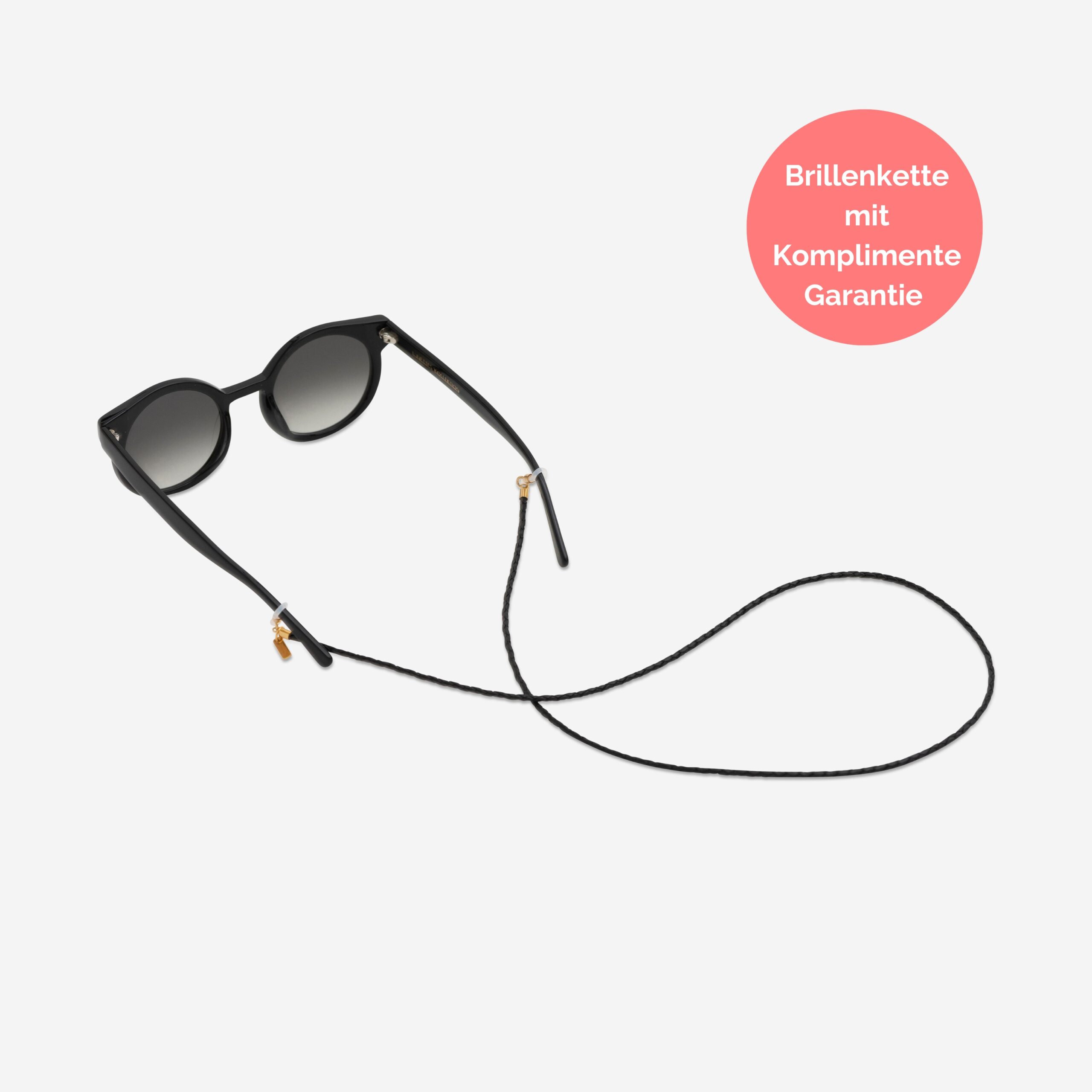 Scarlett Brillenband aus echtem Leder geflochten in schwarz Lapàporter