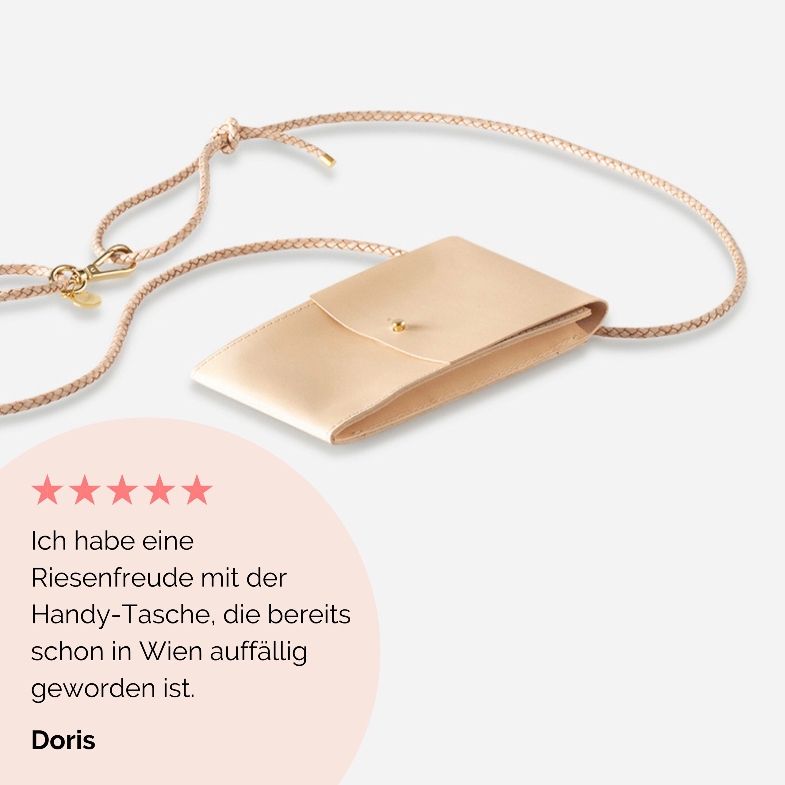 handytasche zum umhängen aus Leder in natur