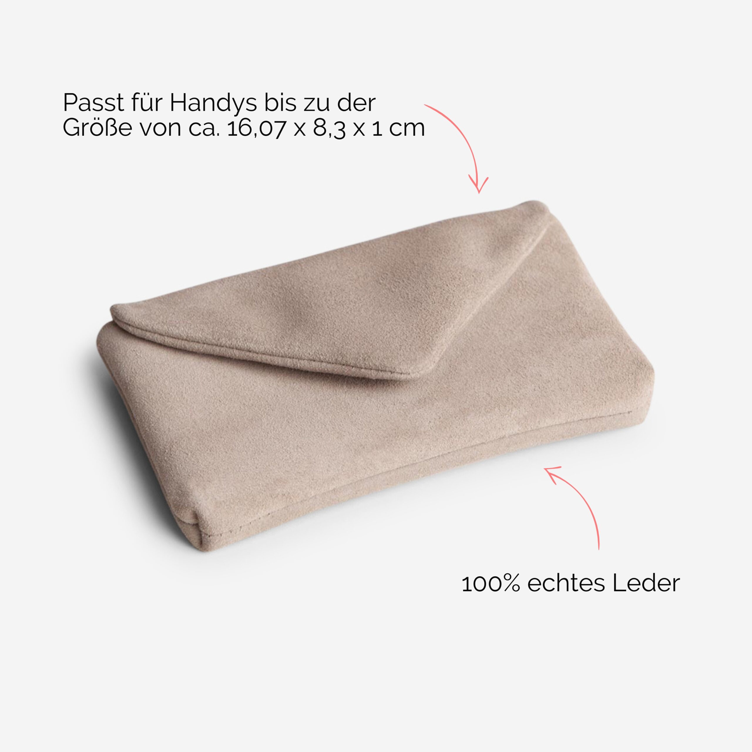 Antonia Handy clutch mir Geldbörse aus echtem Leder in sand