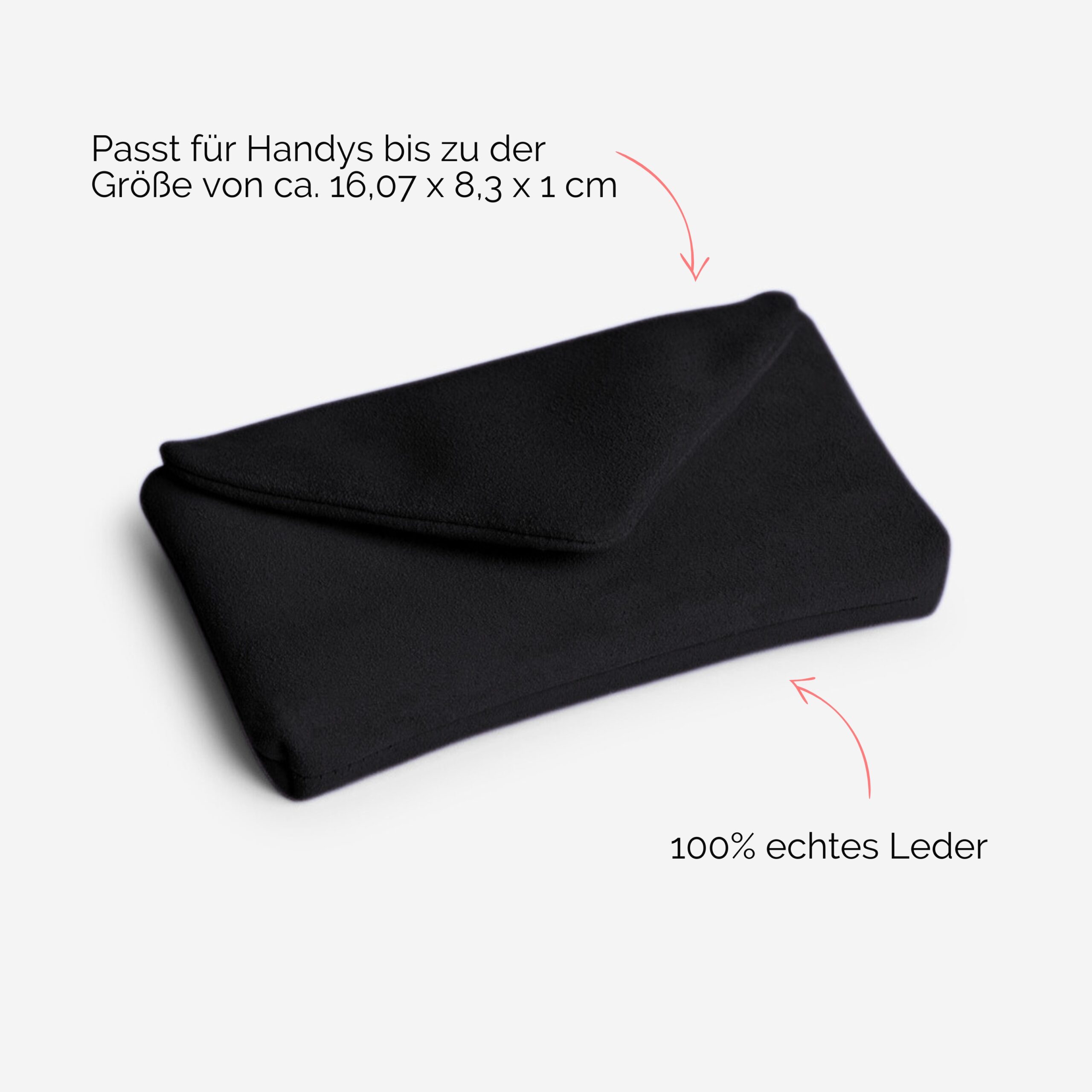Antonia Handy clutch mir Geldbörse aus echtem Leder in schwarz