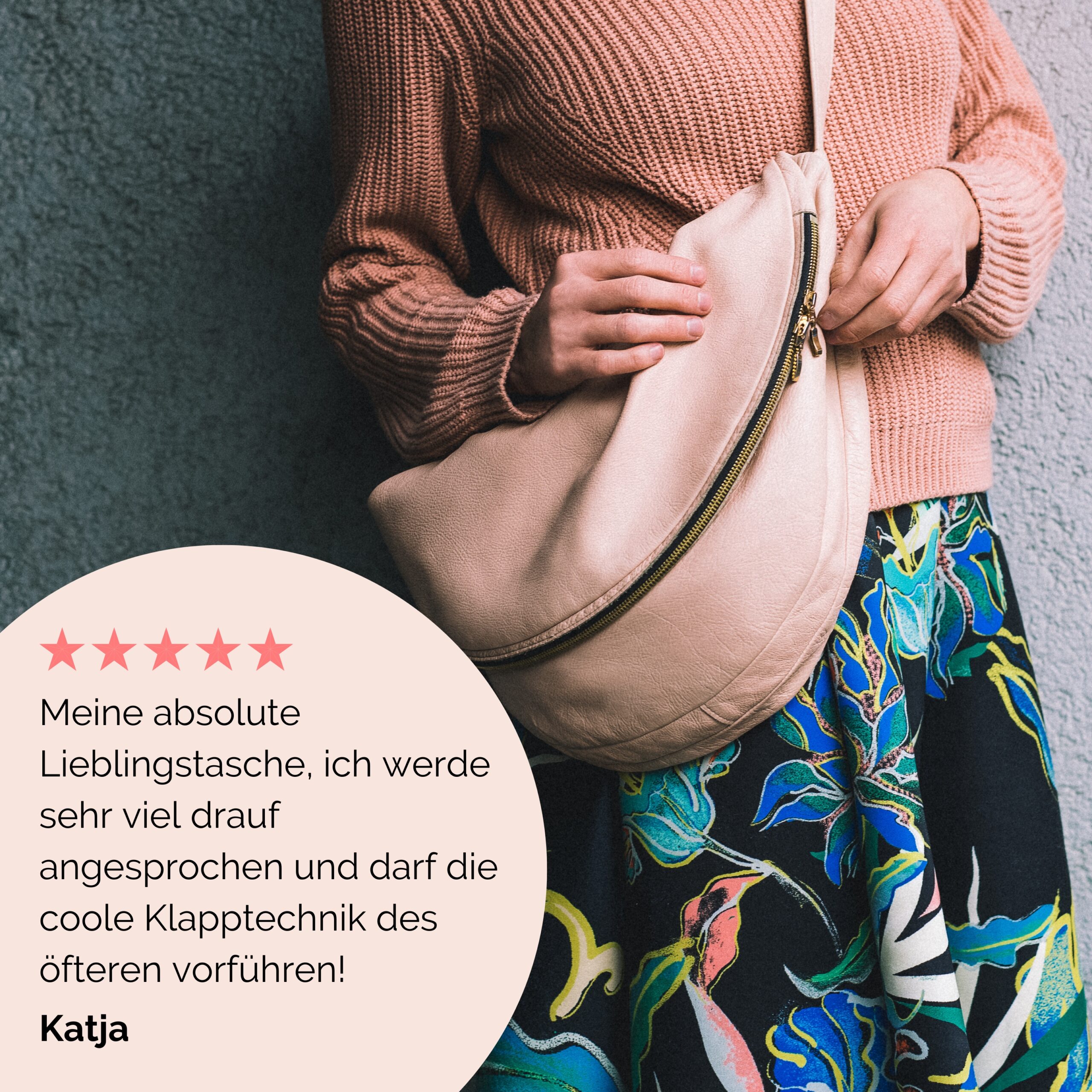 Beuteltasche aus Leder Athene groß Handtasche Lapàporter in puder