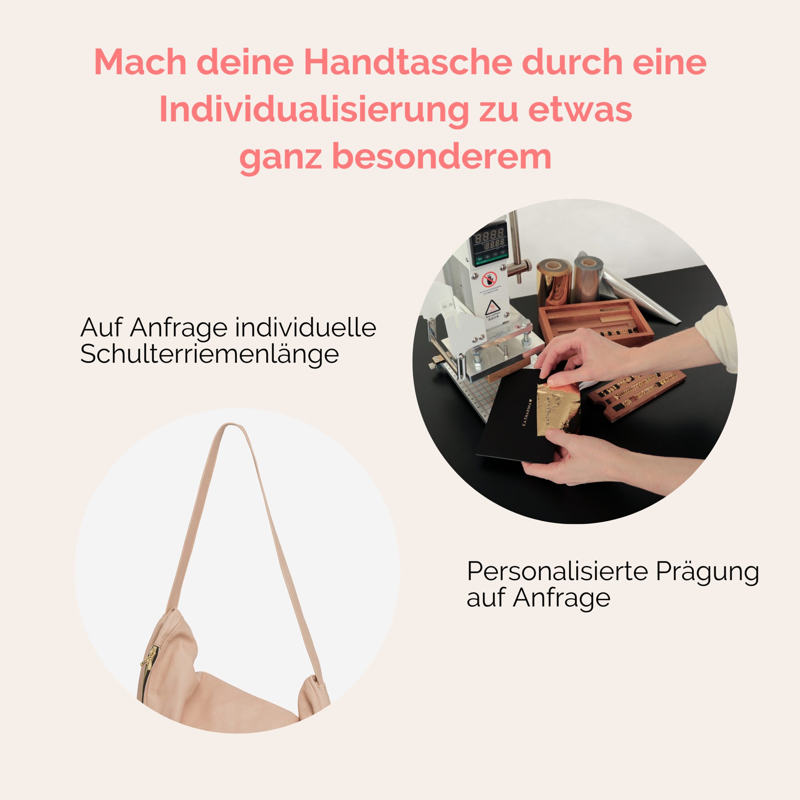 Beuteltasche aus Leder Athene groß Handtasche Lapàporter in puder