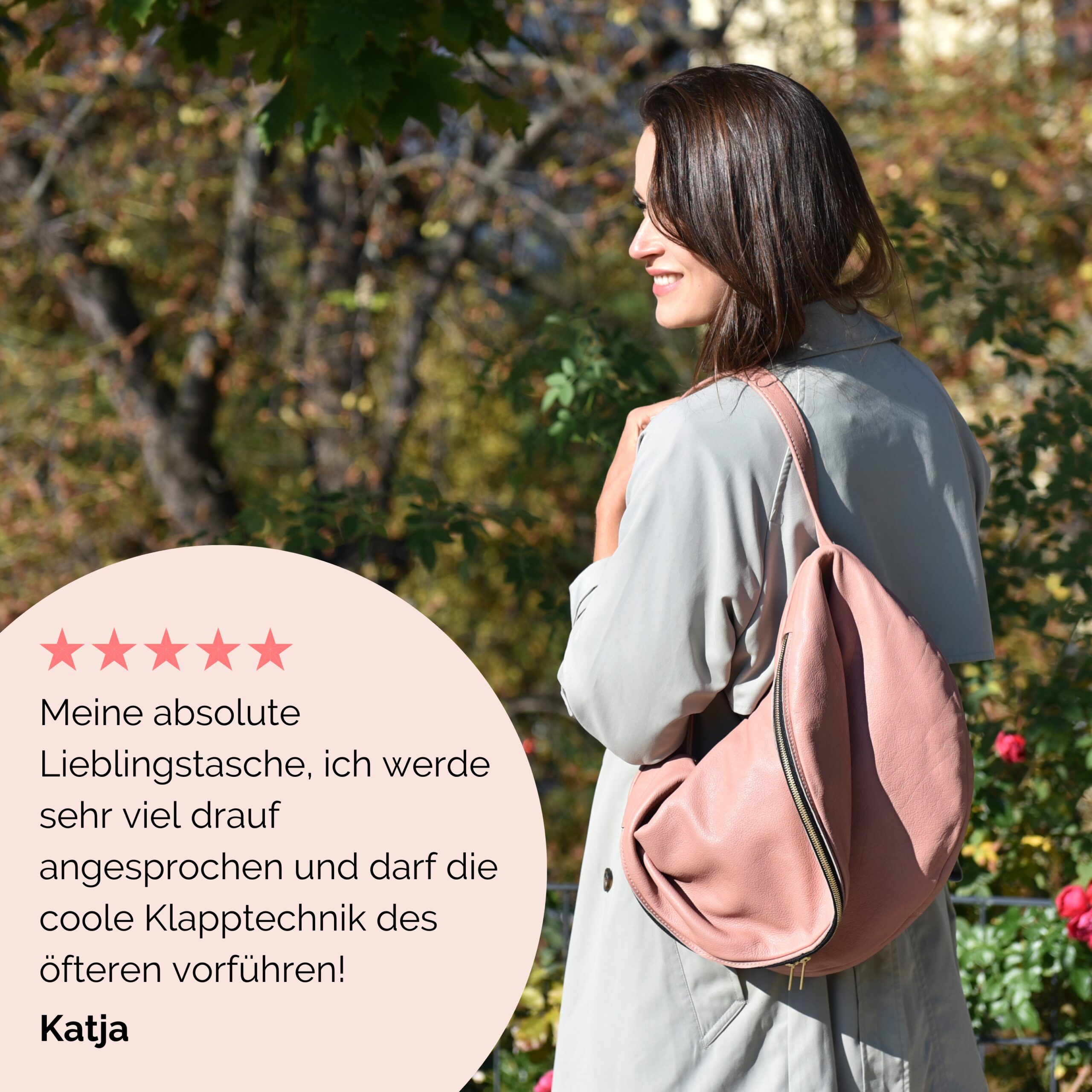 Beuteltasche aus Leder Athene groß Handtasche Lapàporter in rosé