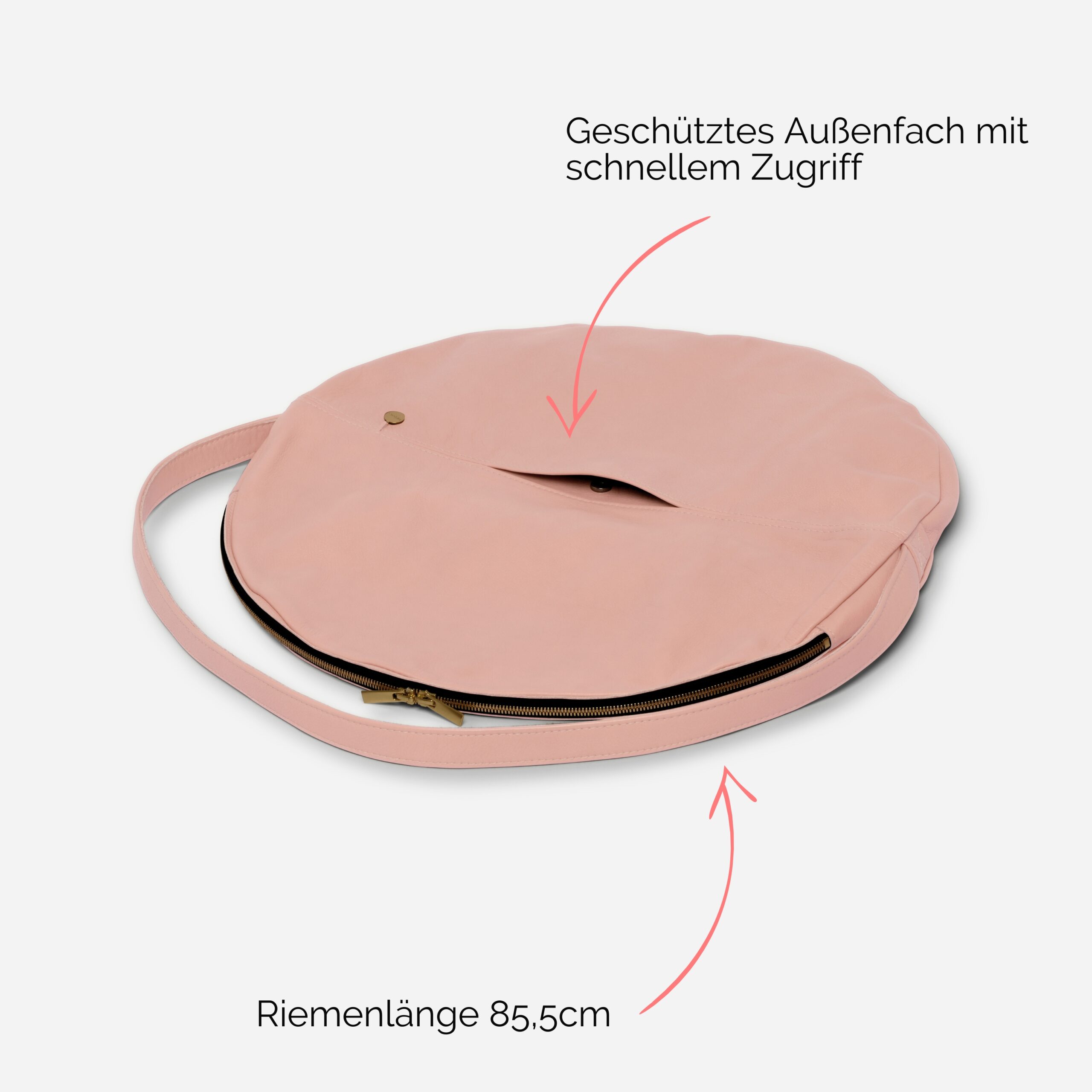 Beuteltasche aus Leder Athene groß Handtasche Lapàporter in rosé