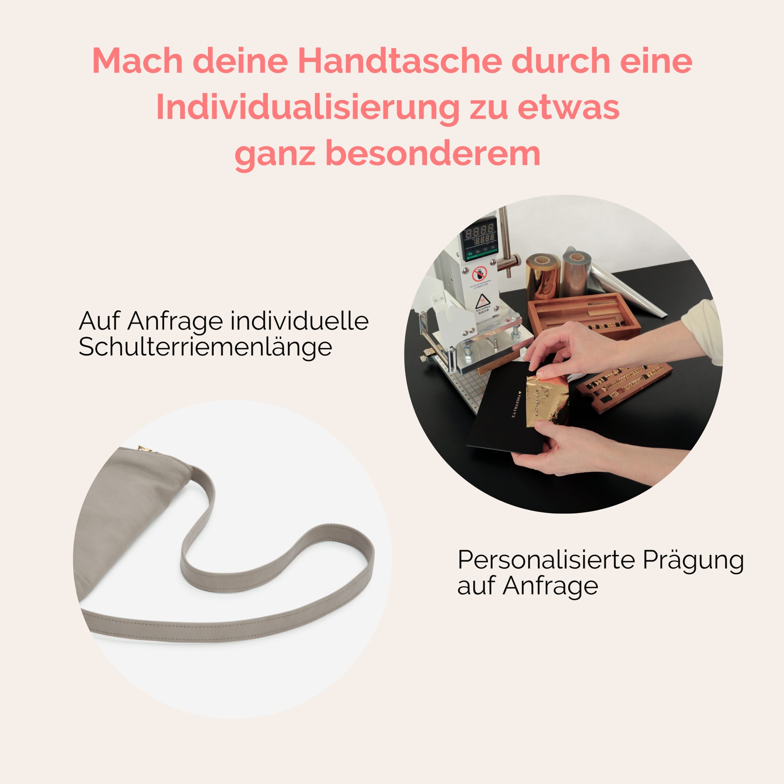 Beuteltasche aus Leder Athene groß Handtasche Lapàporter in taupe