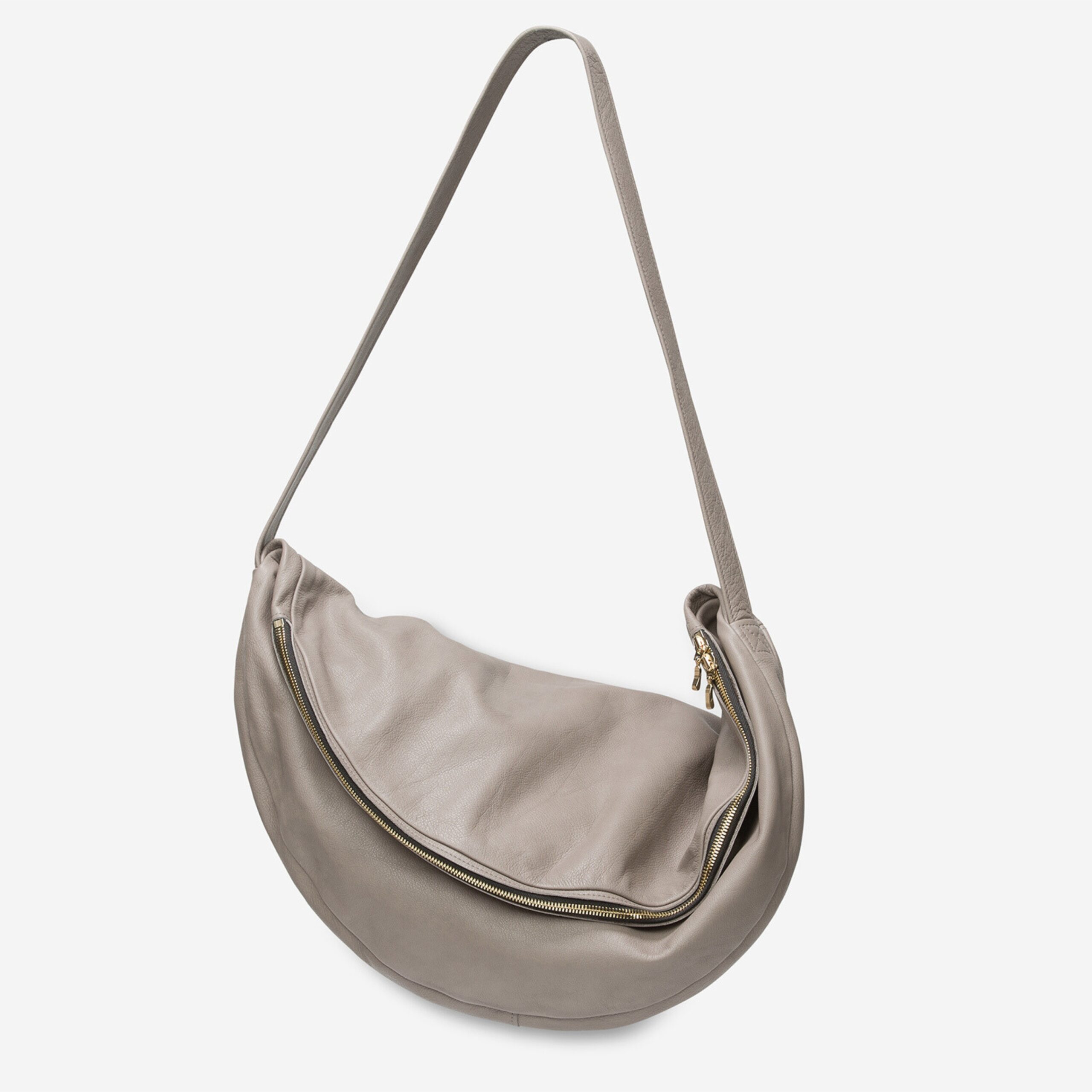 Beuteltasche aus Leder Athene groß Handtasche Lapàporter in taupe