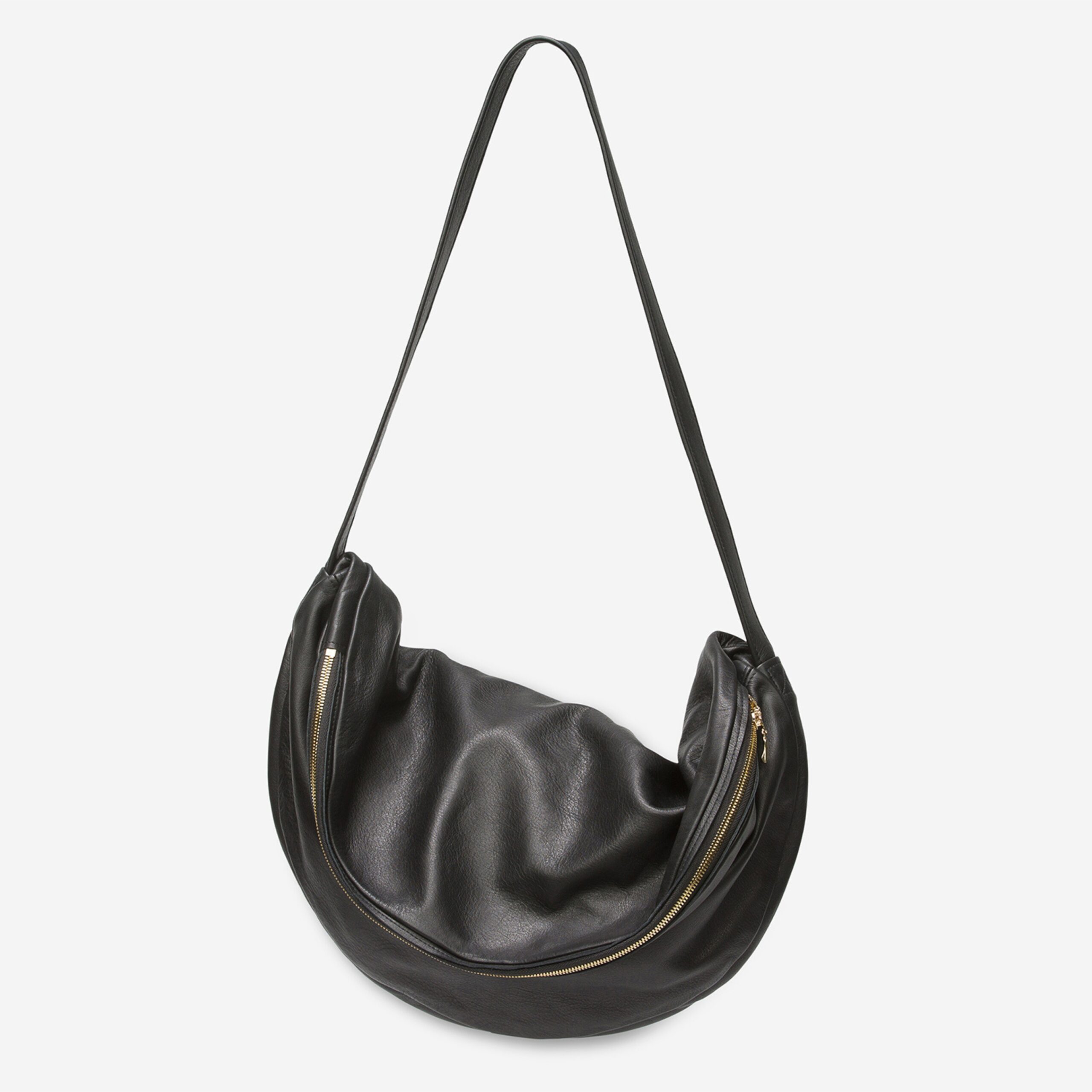 Beuteltasche aus Leder Athene groß Handtasche Lapàporter in schwarz