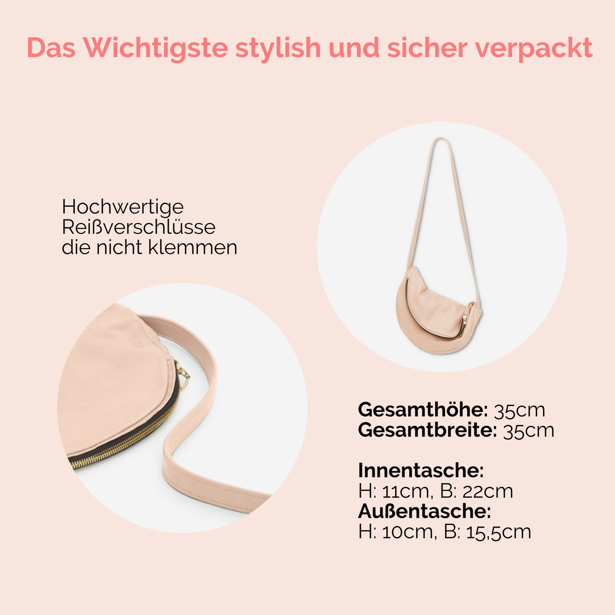 Beuteltasche aus Leder Athene Petit Handtasche Lapàporter in puder