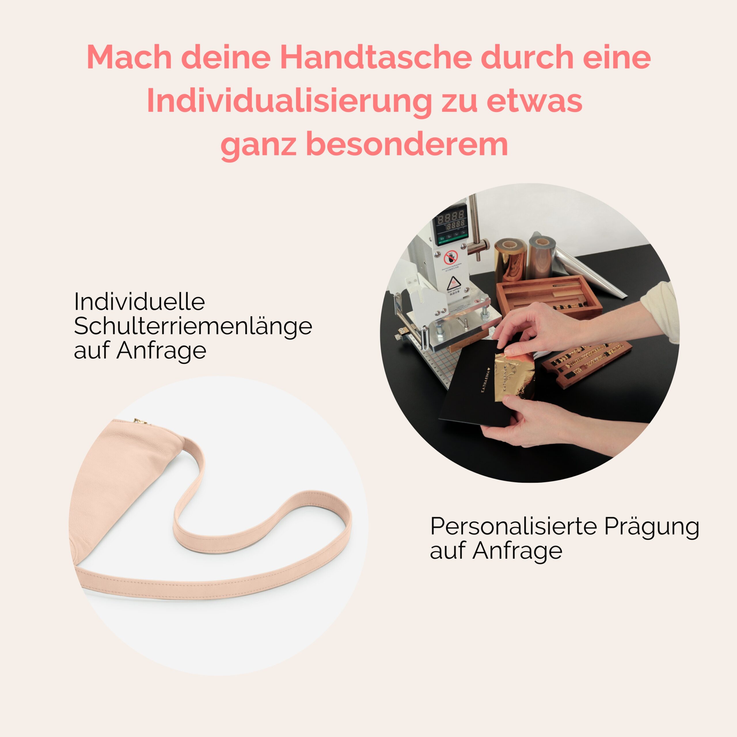 Beuteltasche aus Leder Athene Petit Handtasche Lapàporter in puder