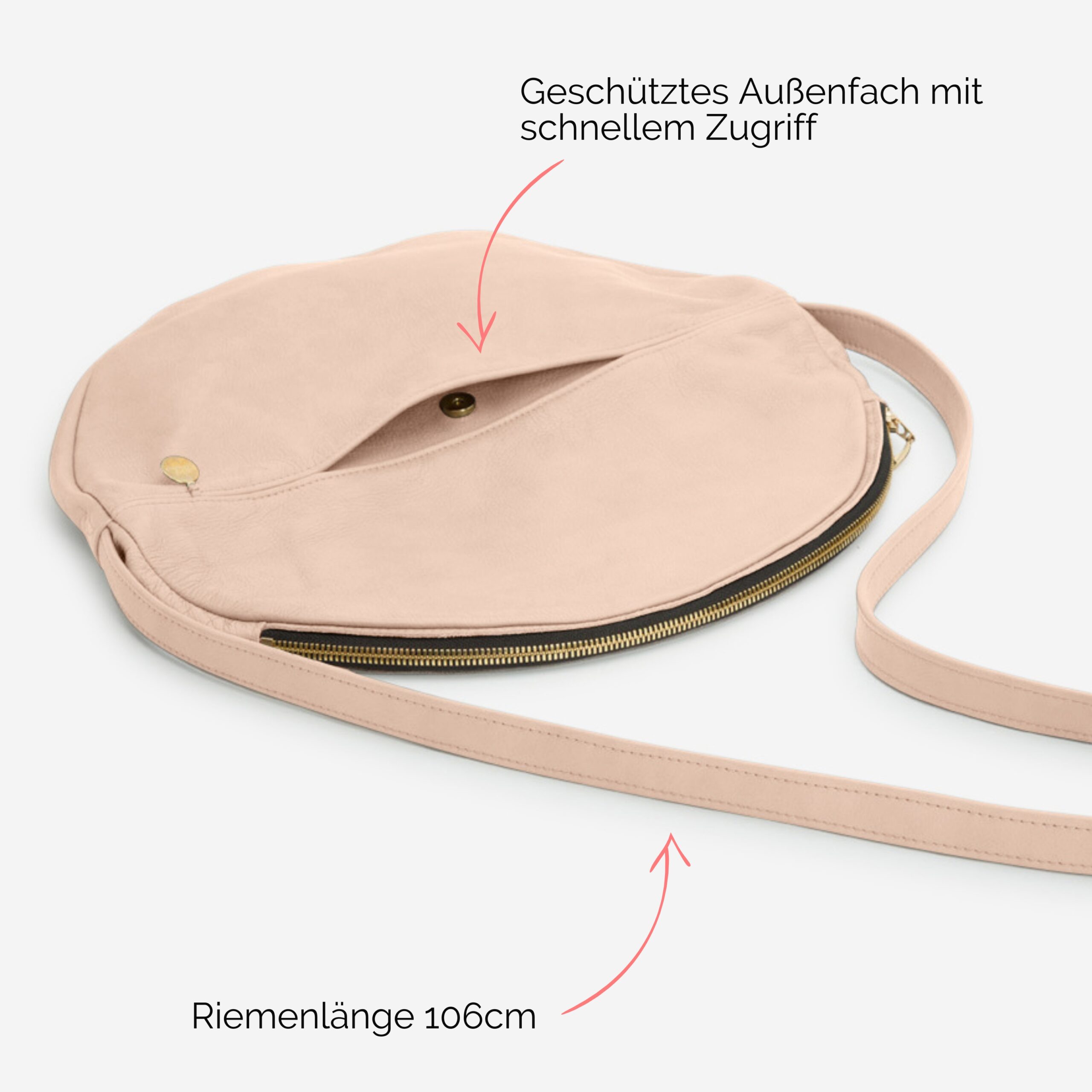 Beuteltasche aus Leder Athene Petit Handtasche Lapàporter in puder