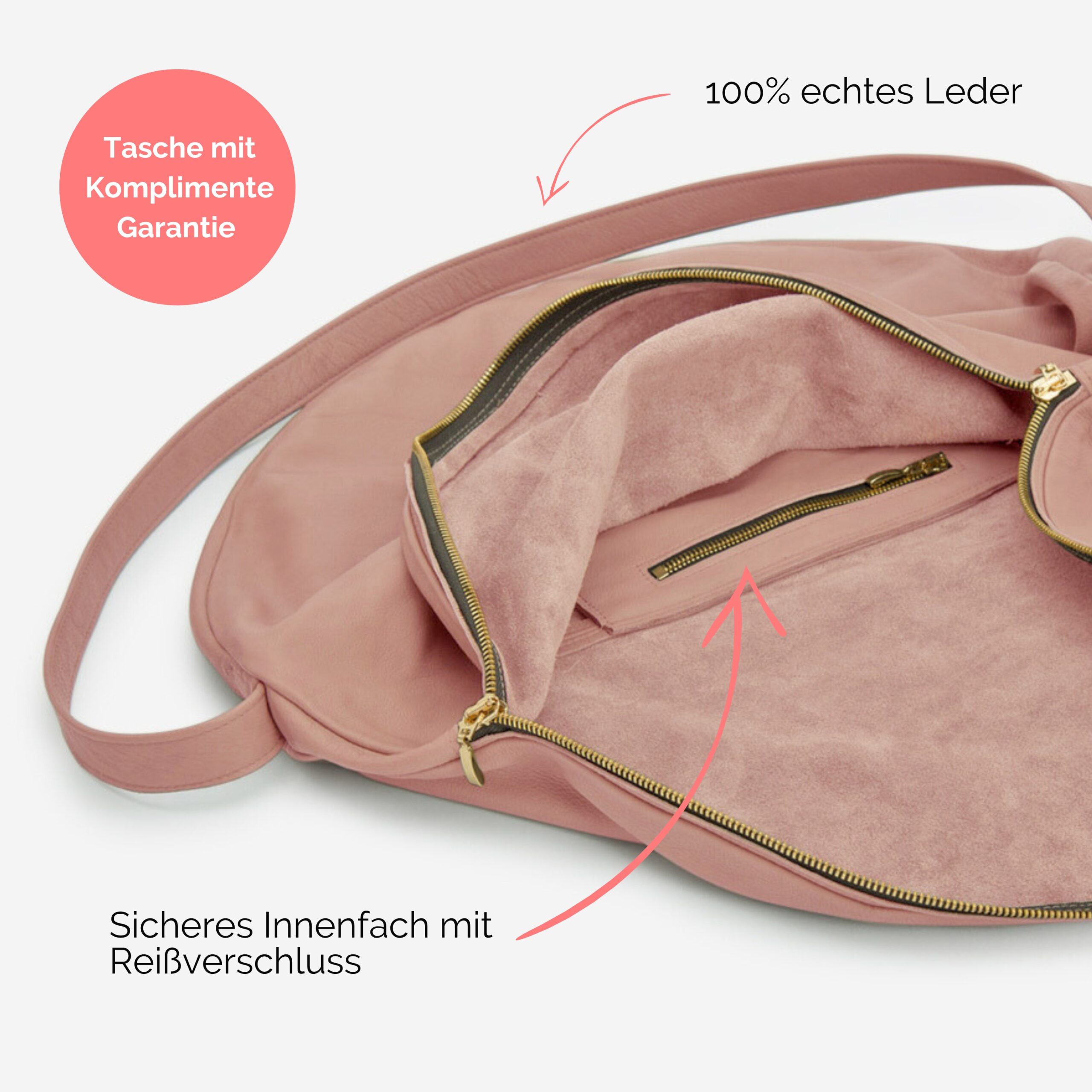 Beuteltasche aus Leder Athene Petit Handtasche Lapàporter in rosé