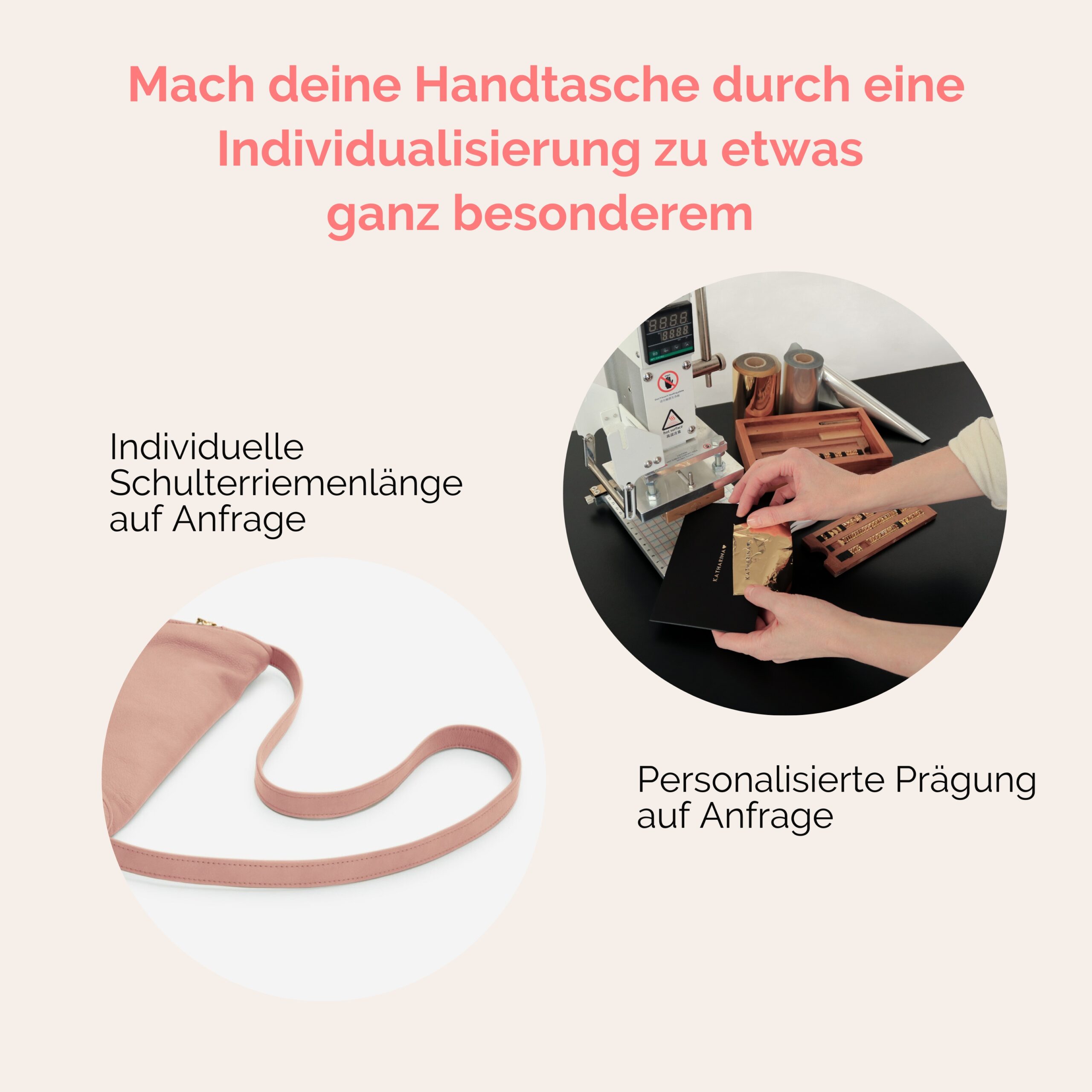 Beuteltasche aus Leder Athene Petit Handtasche Lapàporter in rosé