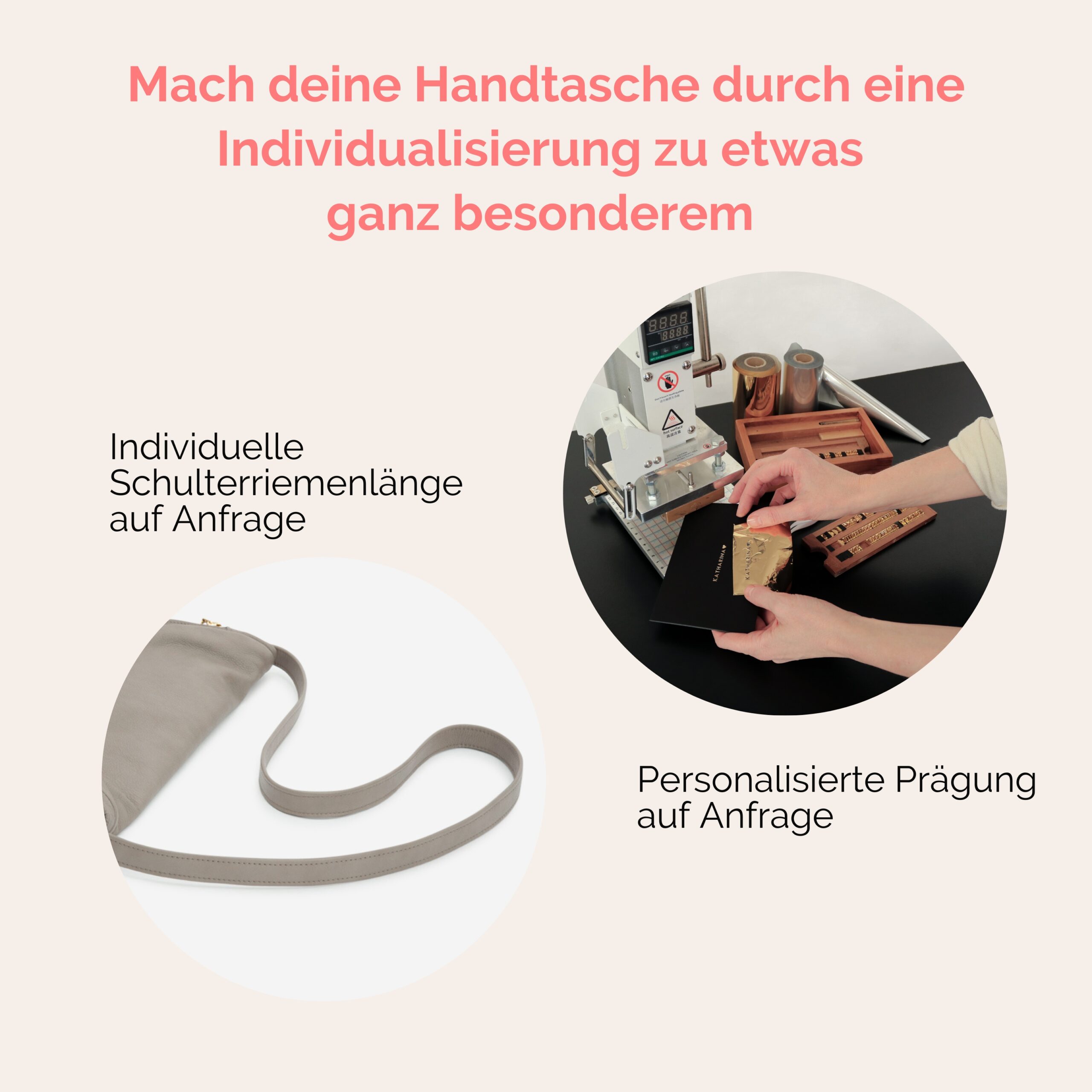 Beuteltasche aus Leder Athene Petit Handtasche Lapàporter in taupe