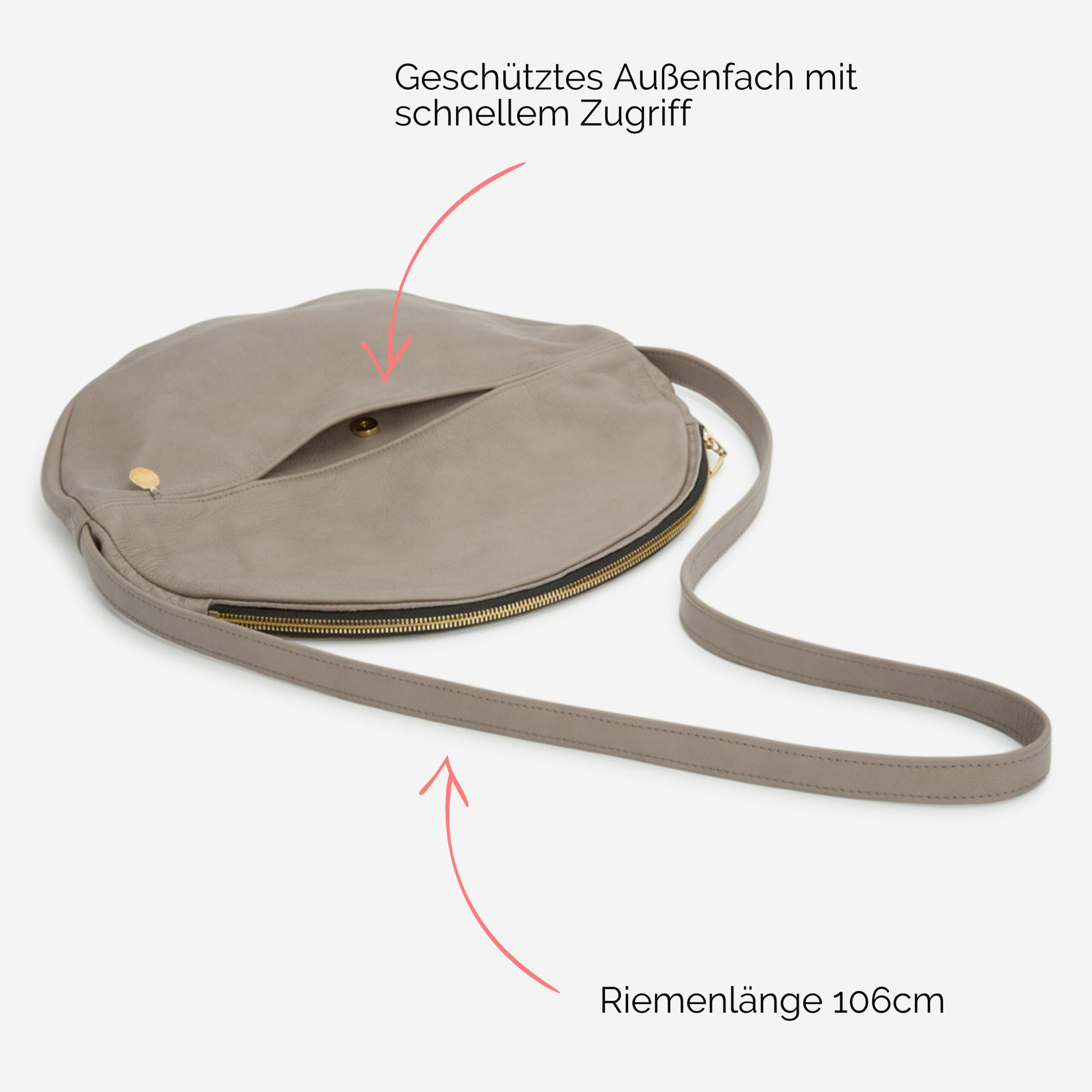 Beuteltasche aus Leder Athene Petit Handtasche Lapàporter in taupe