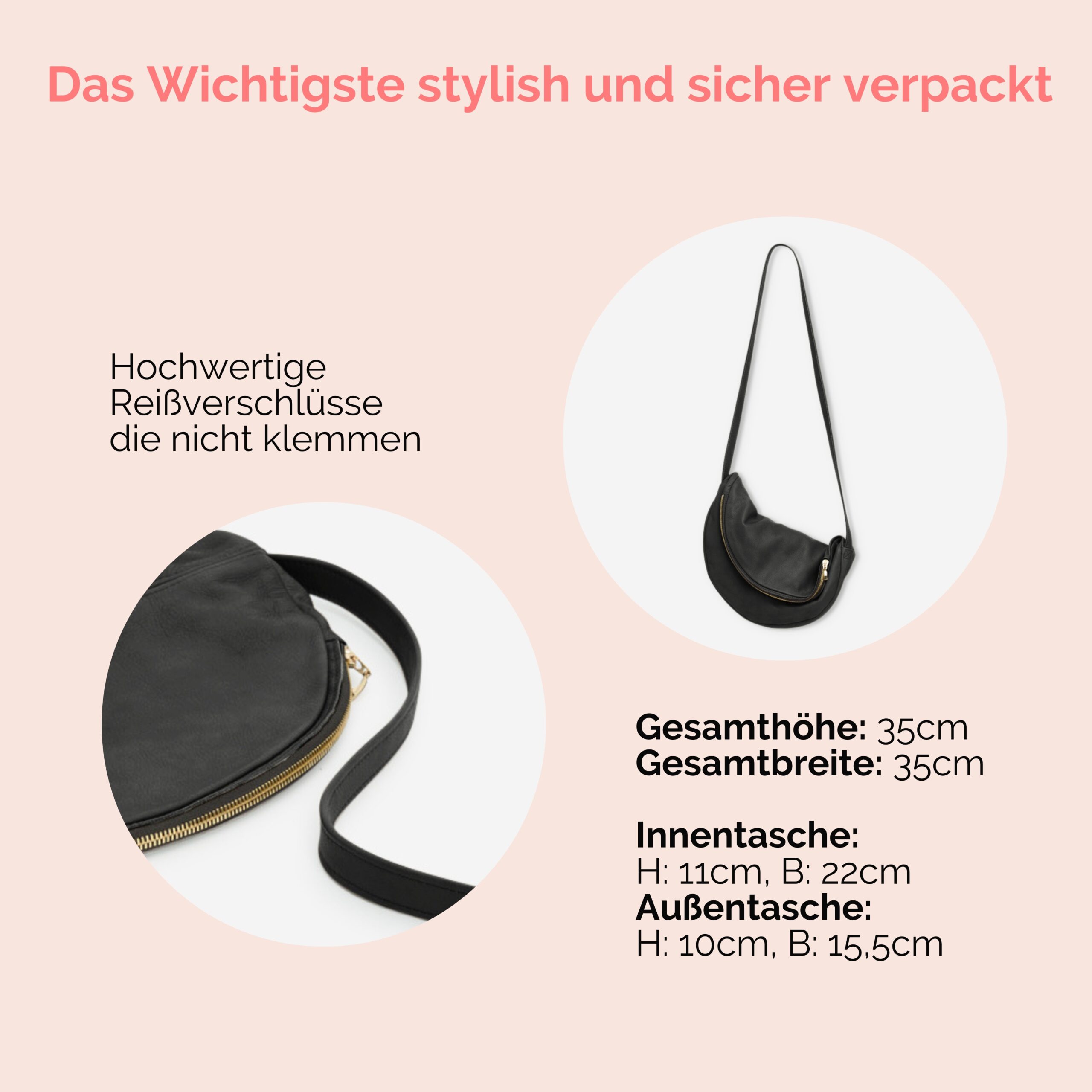 Beuteltasche aus Leder Athene Petit Handtasche Lapàporter in schwarz