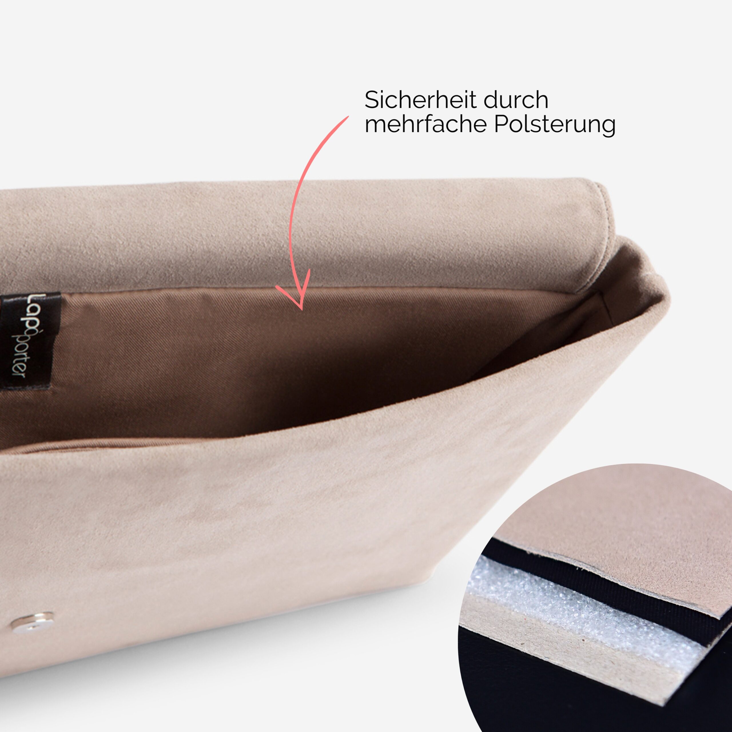 Audrey Mac-Book Hülle aus echtem Leder in sand Lapàporter