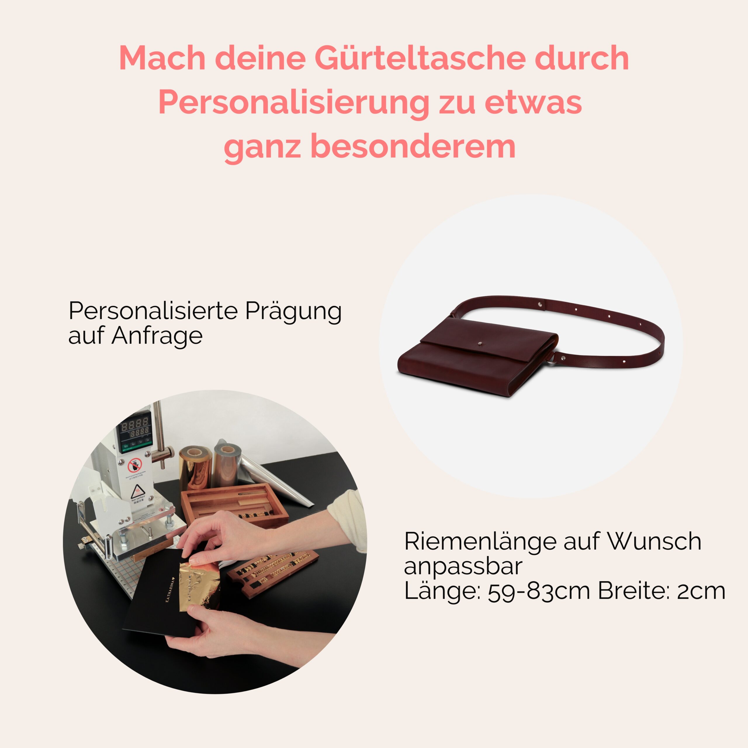 Bauchtasche für Damen aus Leder Camille in Bordeaux