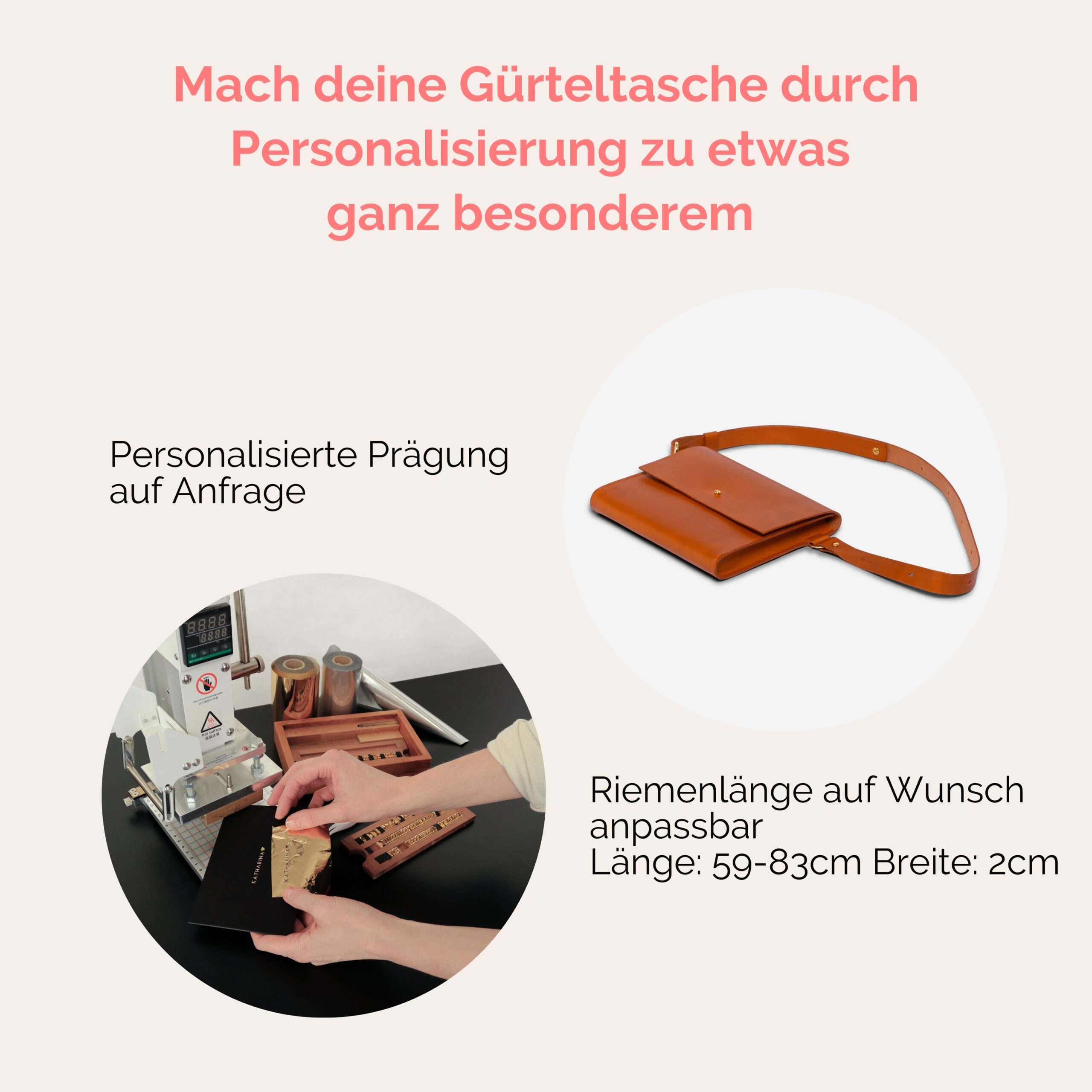 Bauchtasche für Damen aus Leder Camille in cognac