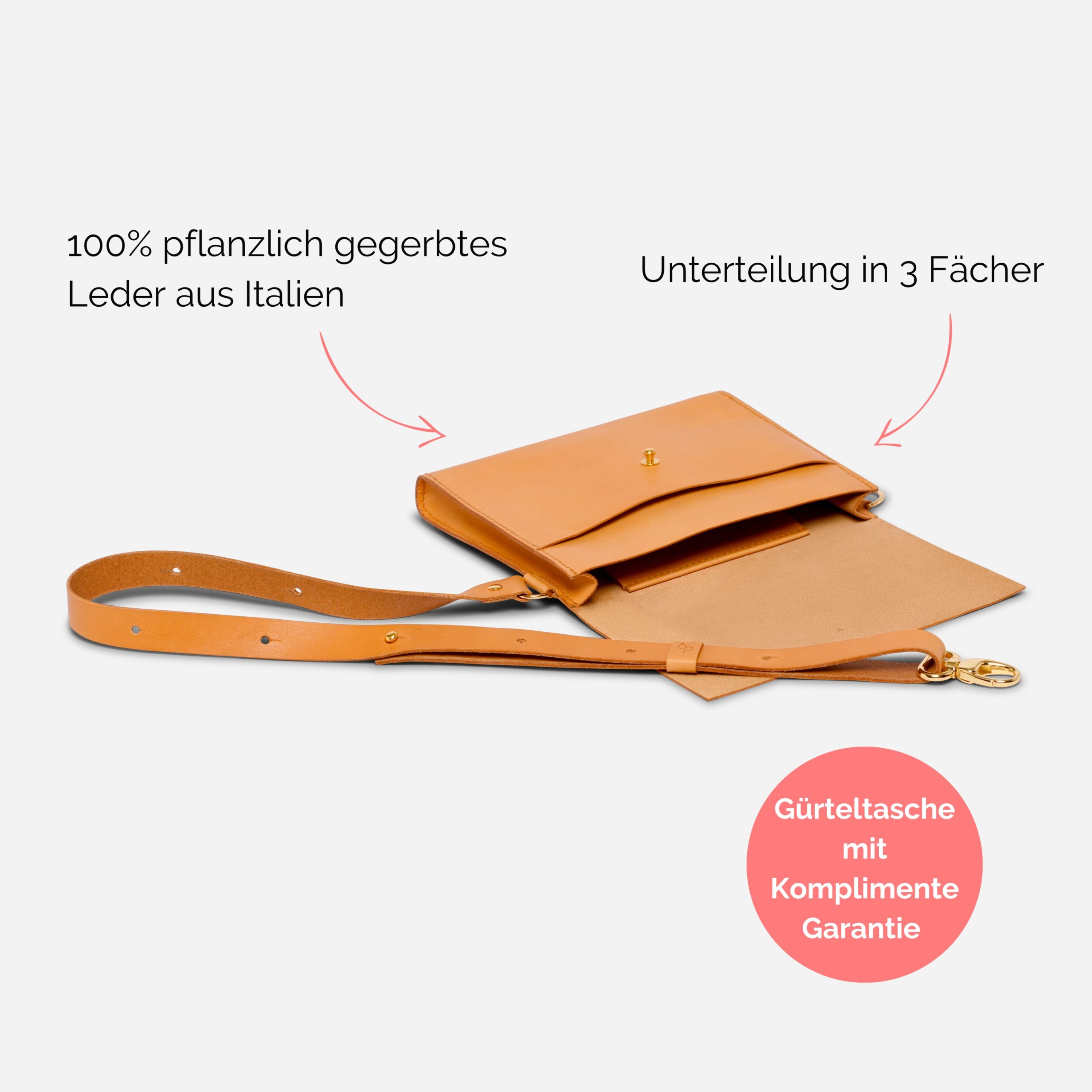 Bauchtasche für Damen aus Leder Camille in natur