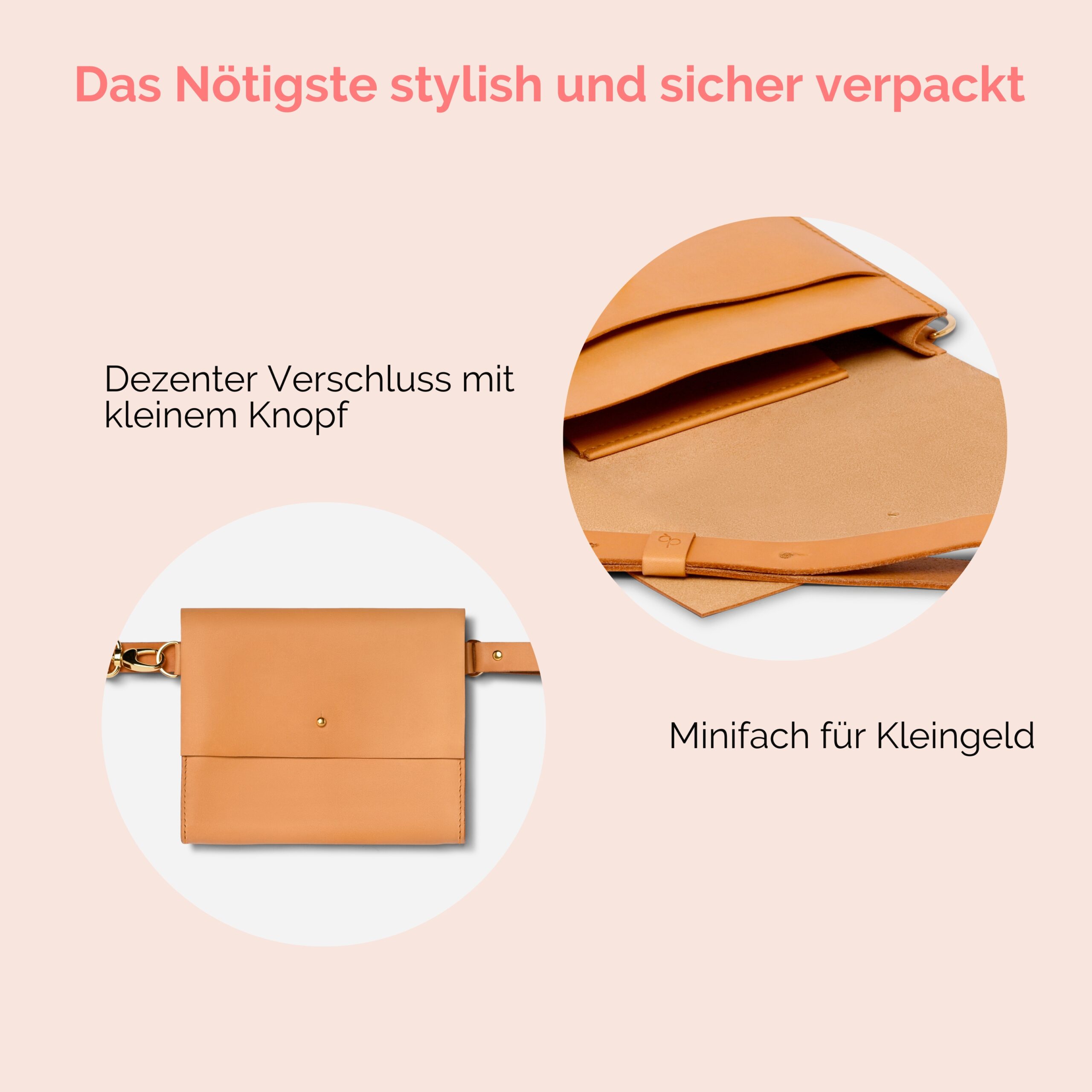 Bauchtasche für Damen aus Leder Camille in natur