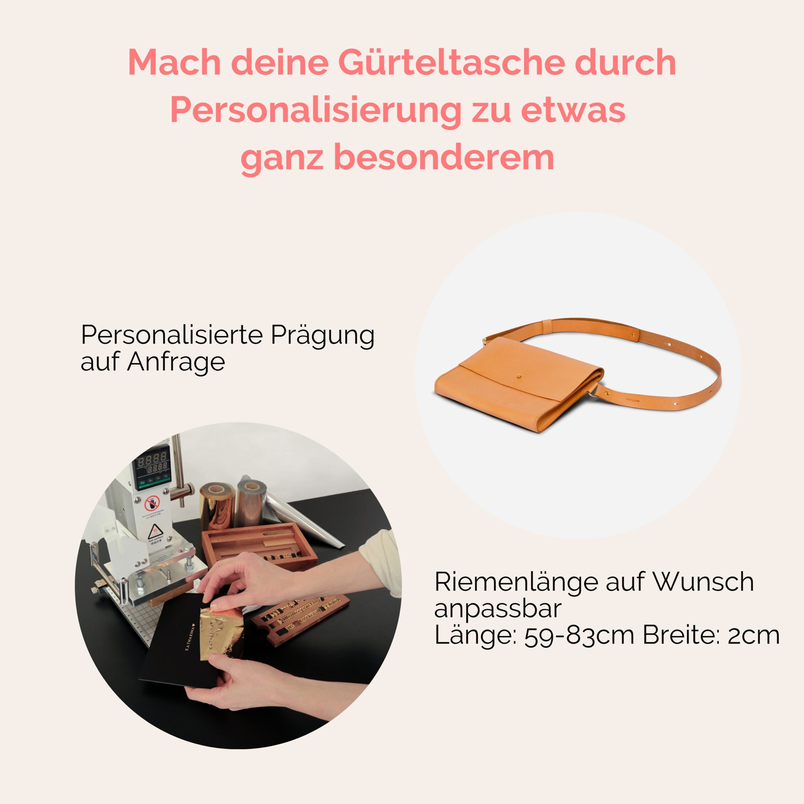 Bauchtasche für Damen aus Leder Camille in natur