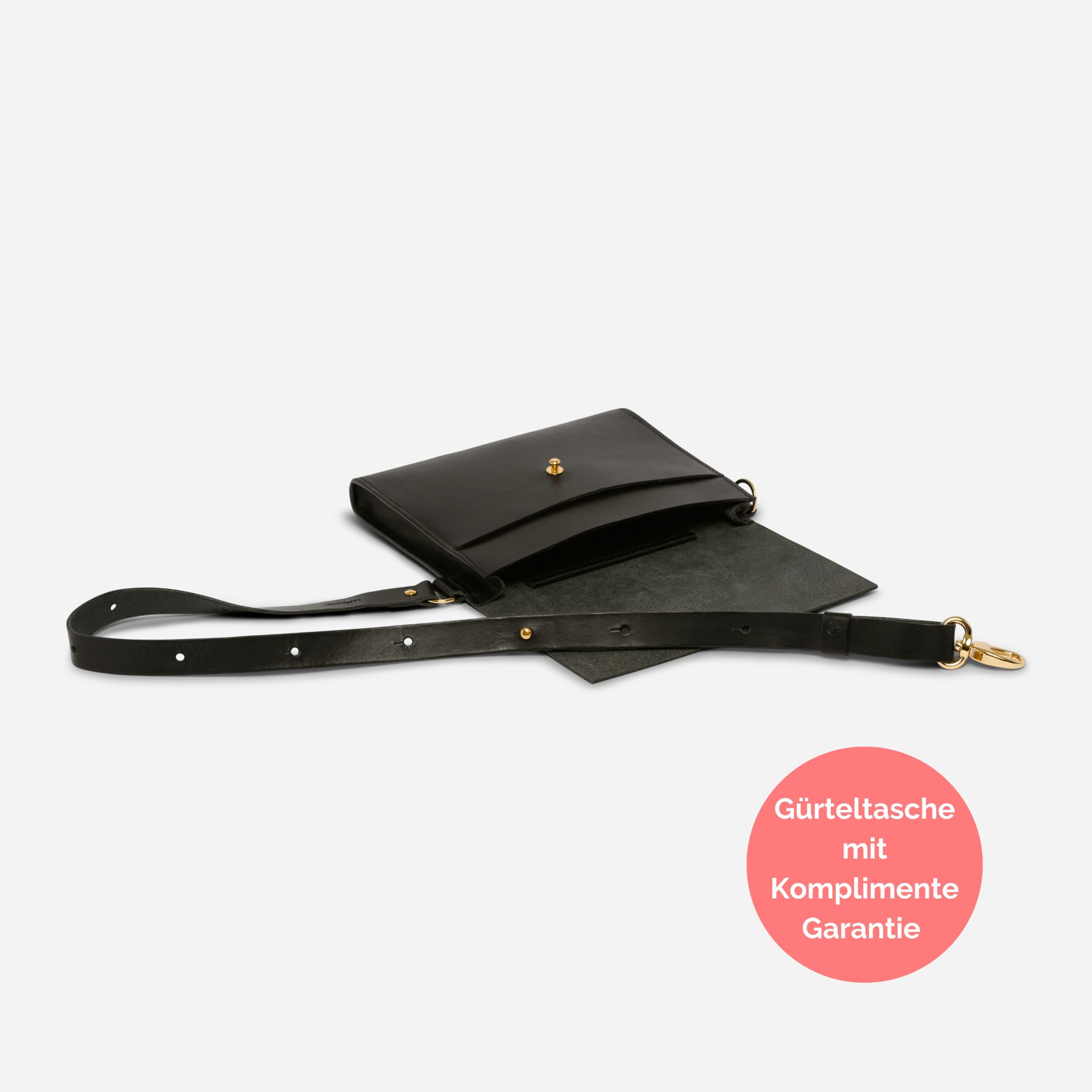 Bauchtasche für Damen aus Leder Camille in schwarz