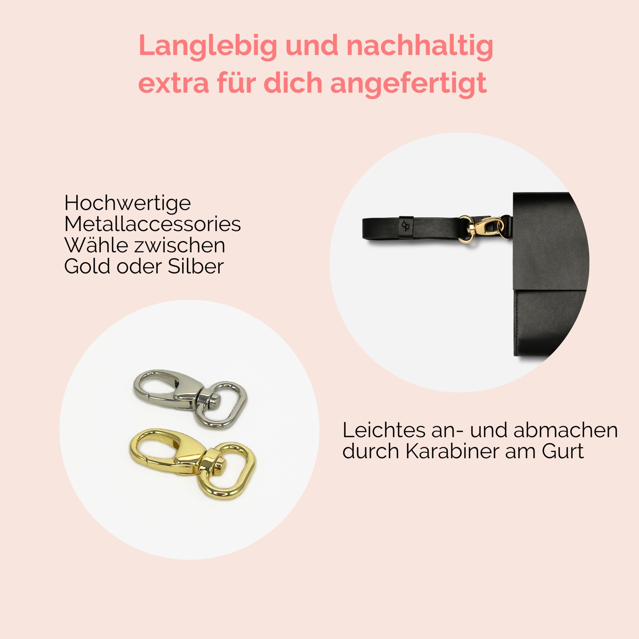 Bauchtasche für Damen aus Leder Camille in schwarz