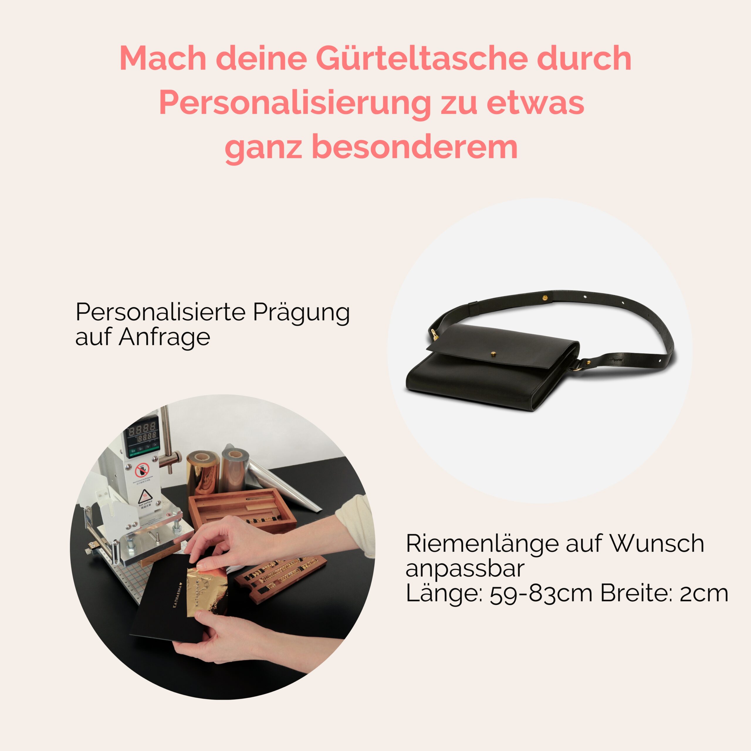 Bauchtasche für Damen aus Leder Camille in schwarz