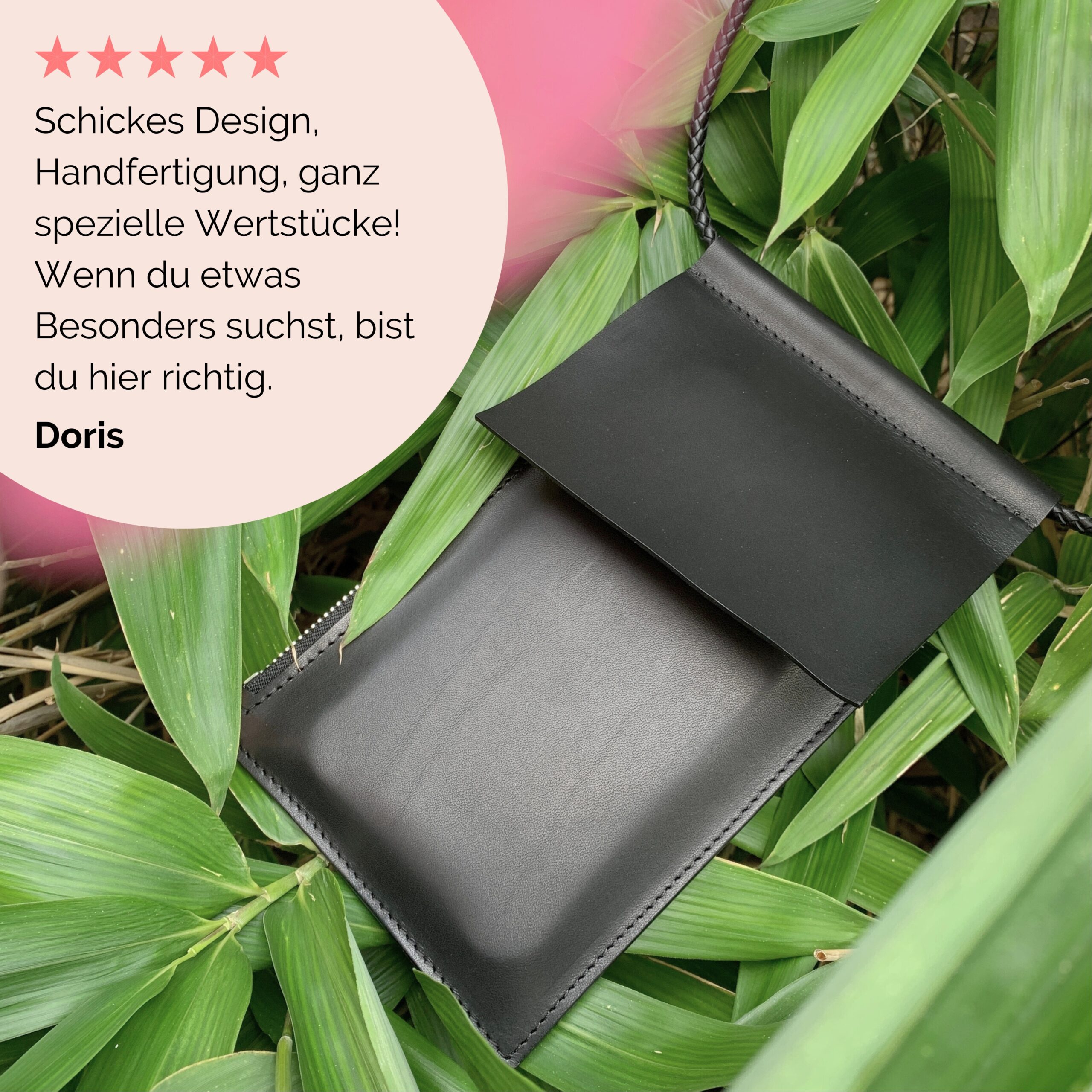 Handtasche aus Leder mit Portemonnaie zum umhängen in natur