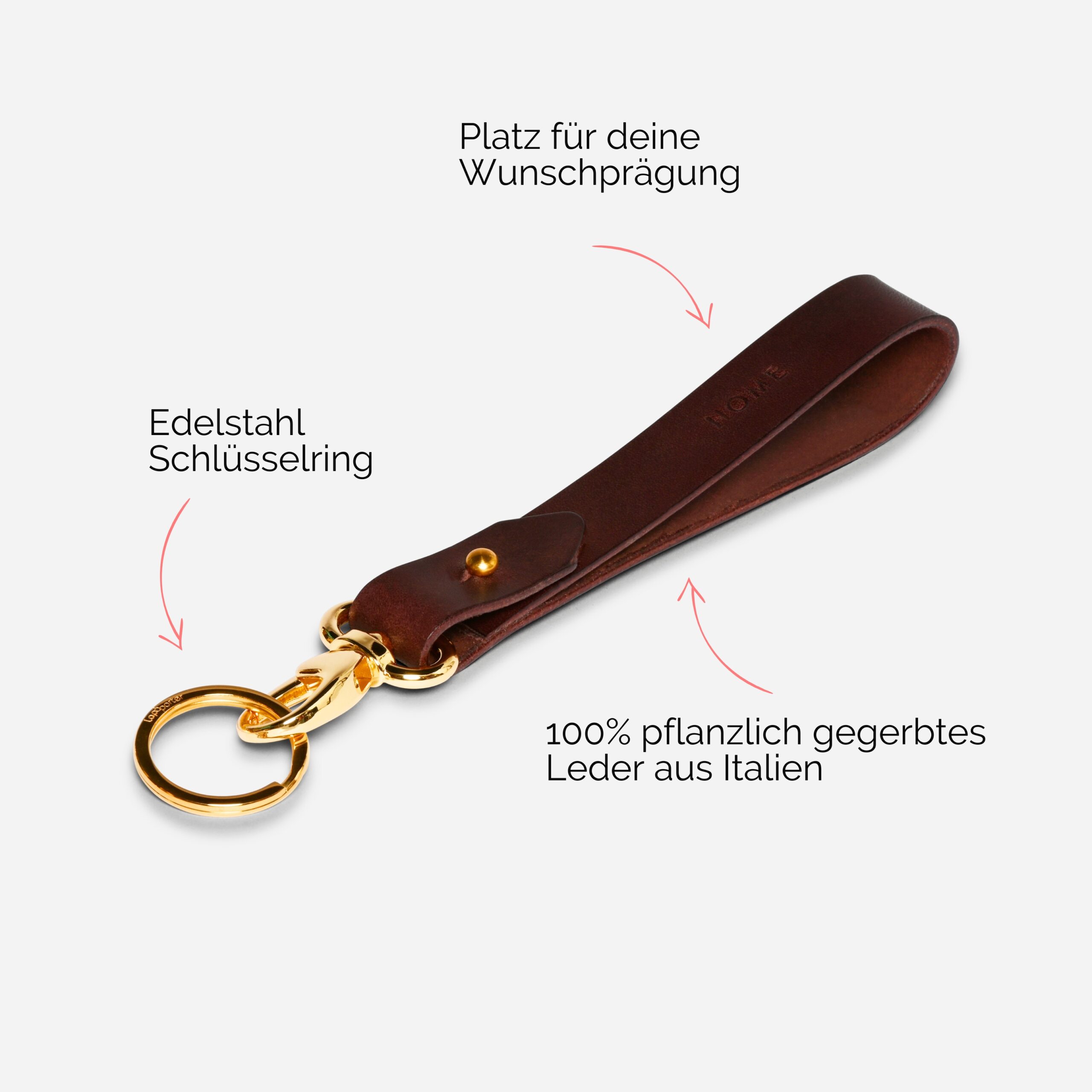 Elsa Schlüsselanhänger aus Leder mit personalisierter Prägung Lapàporter in bordeaux