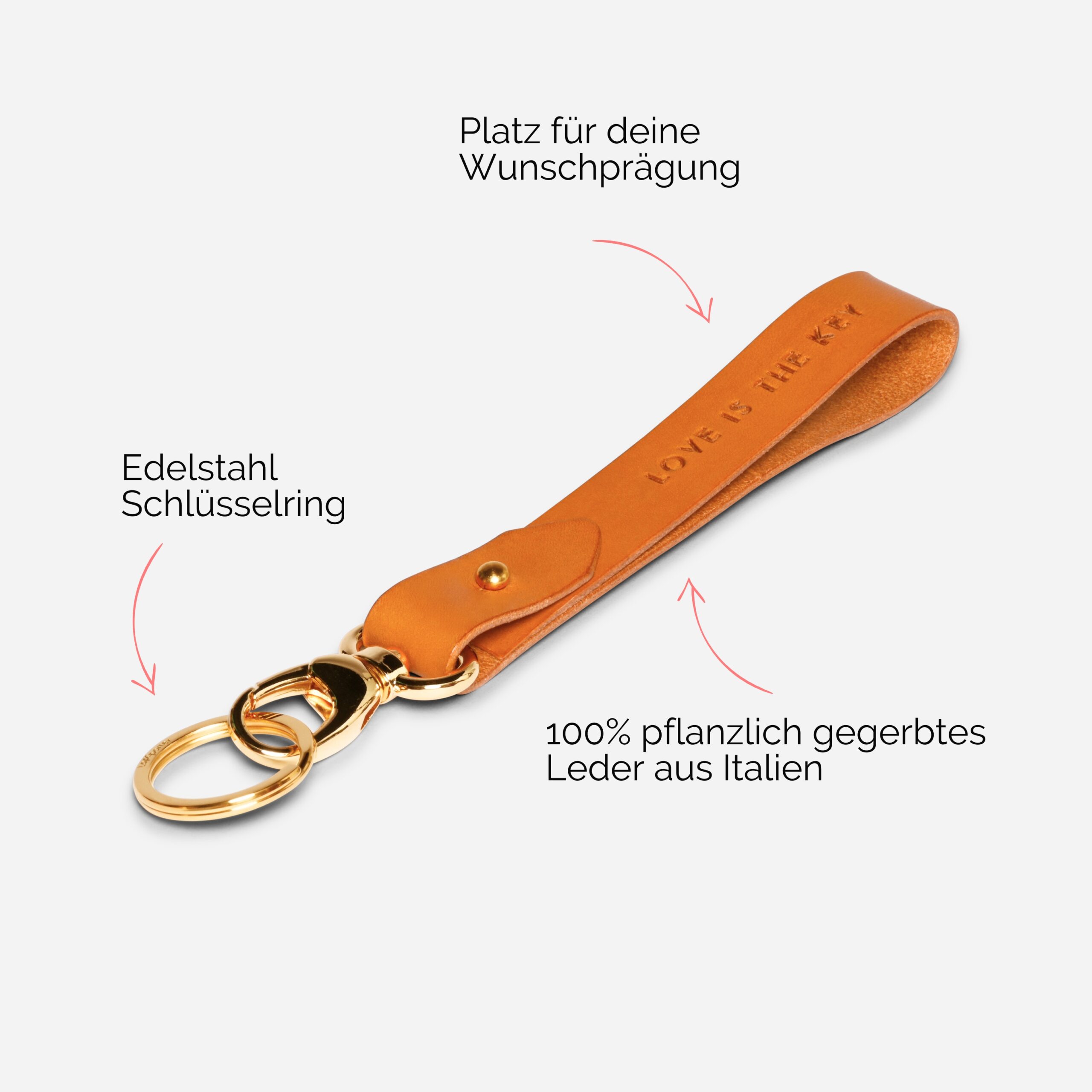 Elsa Schlüsselanhänger aus Leder mit personalisierter Prägung Lapàporter in honig